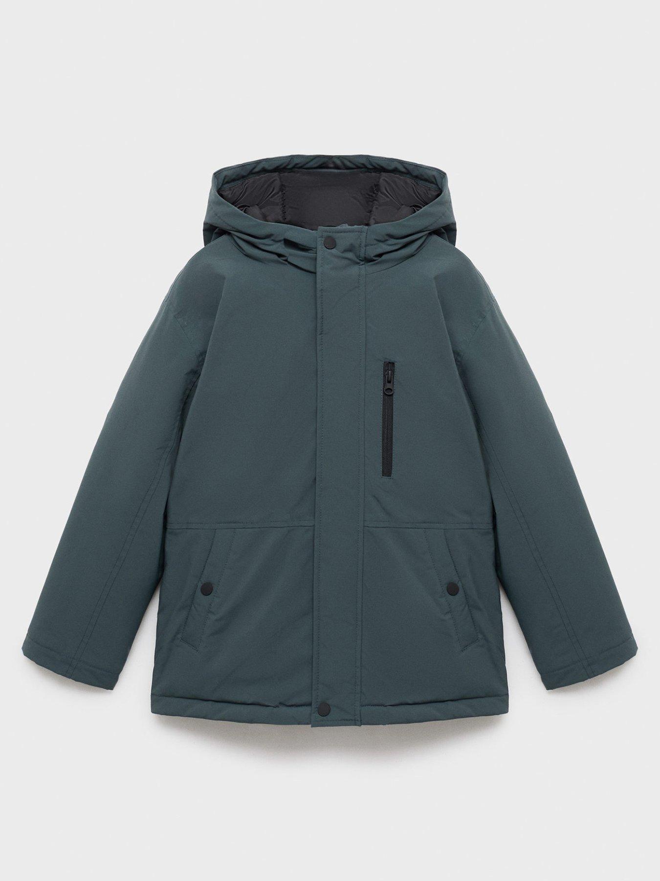 front image of mango-boys-hooded-coat-dark-blue