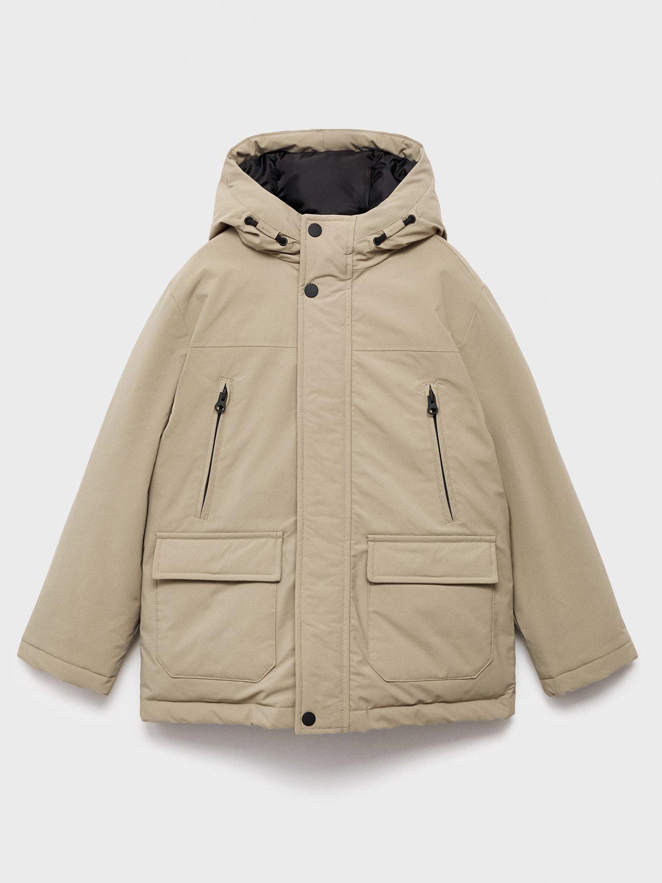 Image 1 of 4 of Mango Boys Hooded Padded Coat - Beige