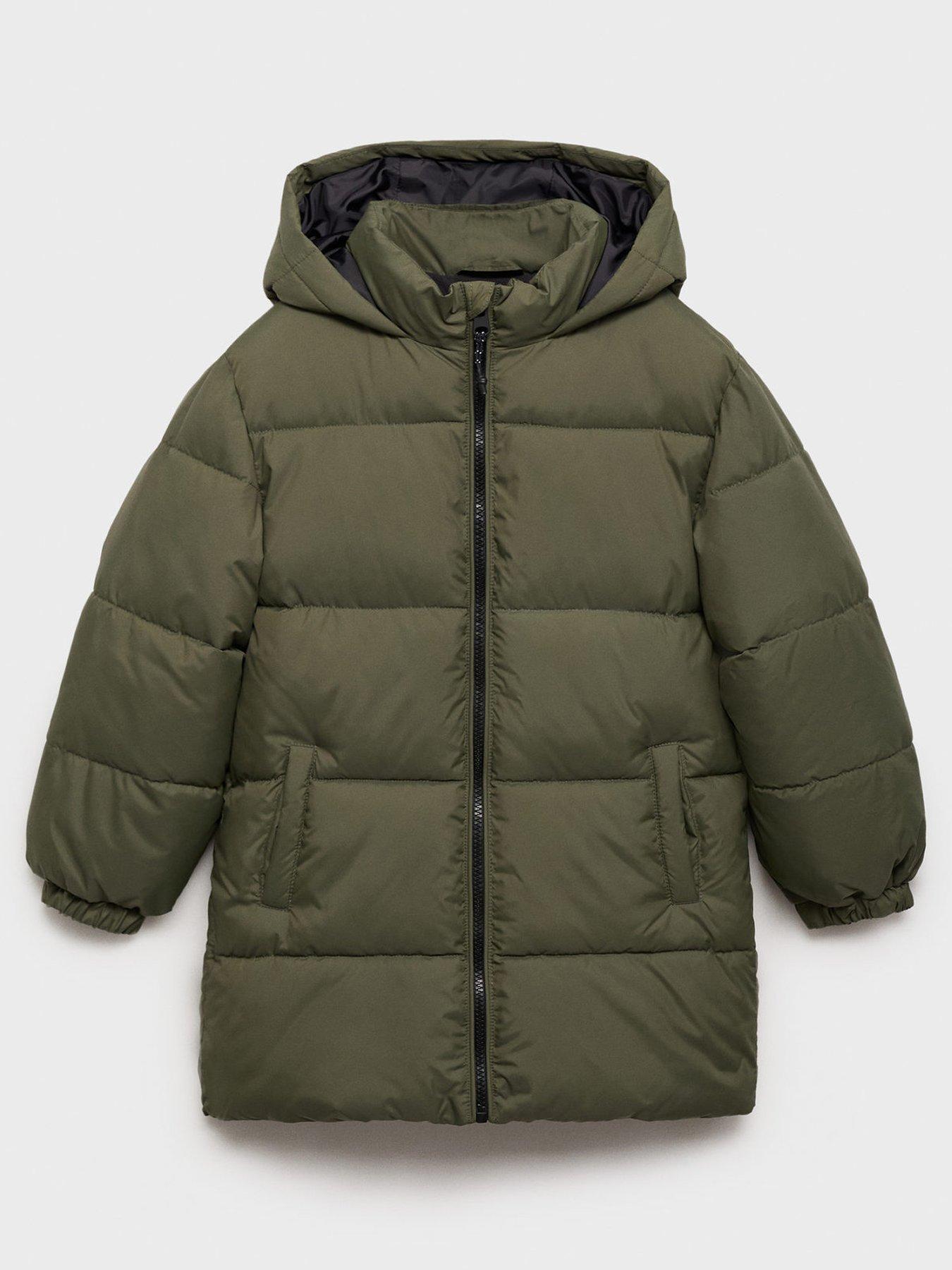undefined Boys Longline Padded Coat - Khaki