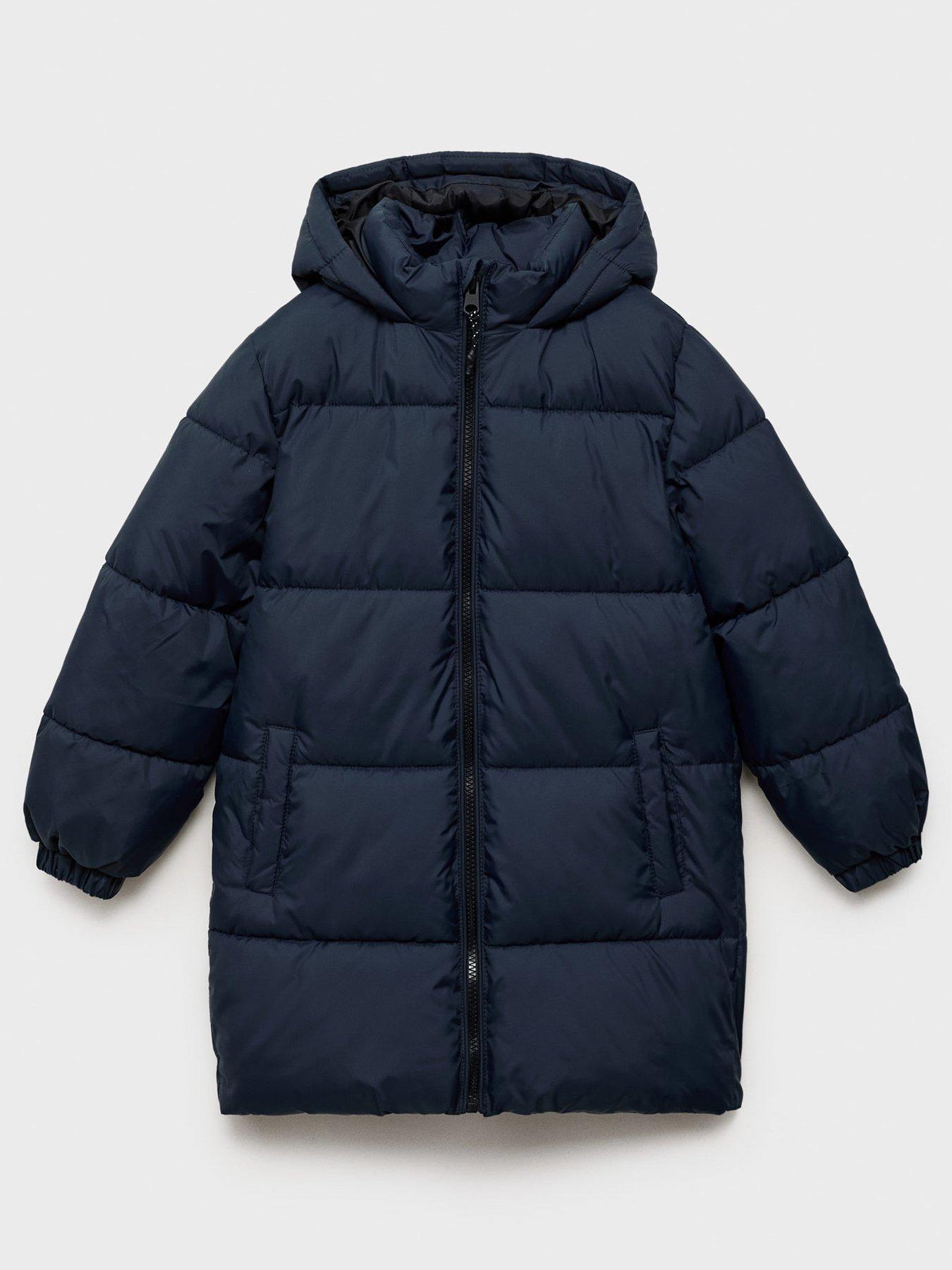 Image 1 of 4 of Mango Boys Longline Padded Coat - Navy
