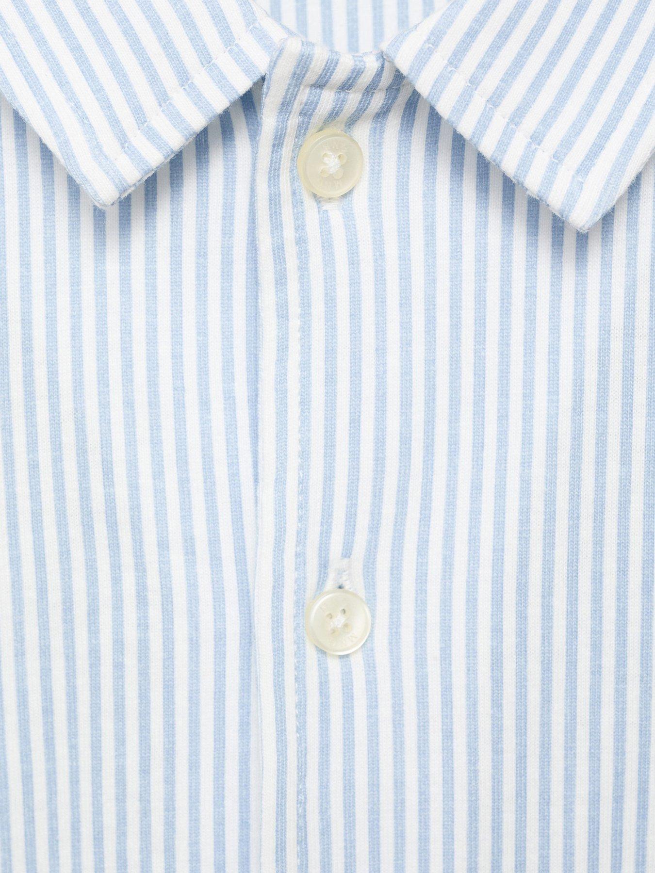 Image 4 of 4 of Mango Younger Boys Stripe Woven Long Sleeve Pyjamas - Light Blue