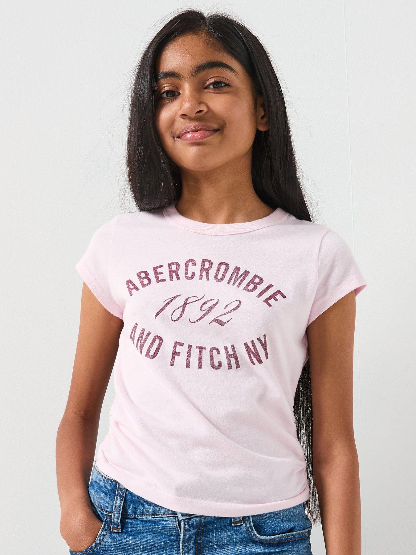 Abercrombie & Fitch Girls 1892 Ruched Short Sleeve T-Shirt - Pink