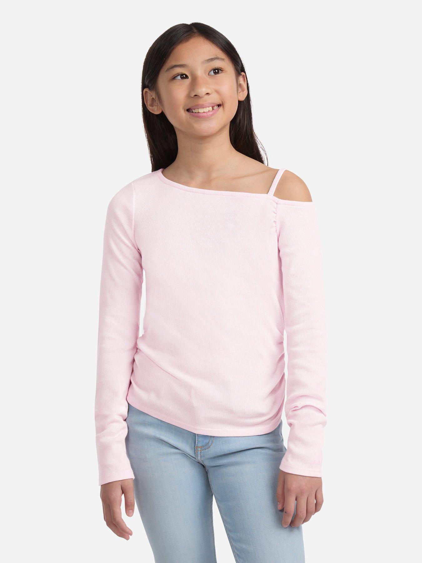 Image 1 of 6 of Abercrombie & Fitch Girls Asymmetrical Ruched Long Sleeve - Pink