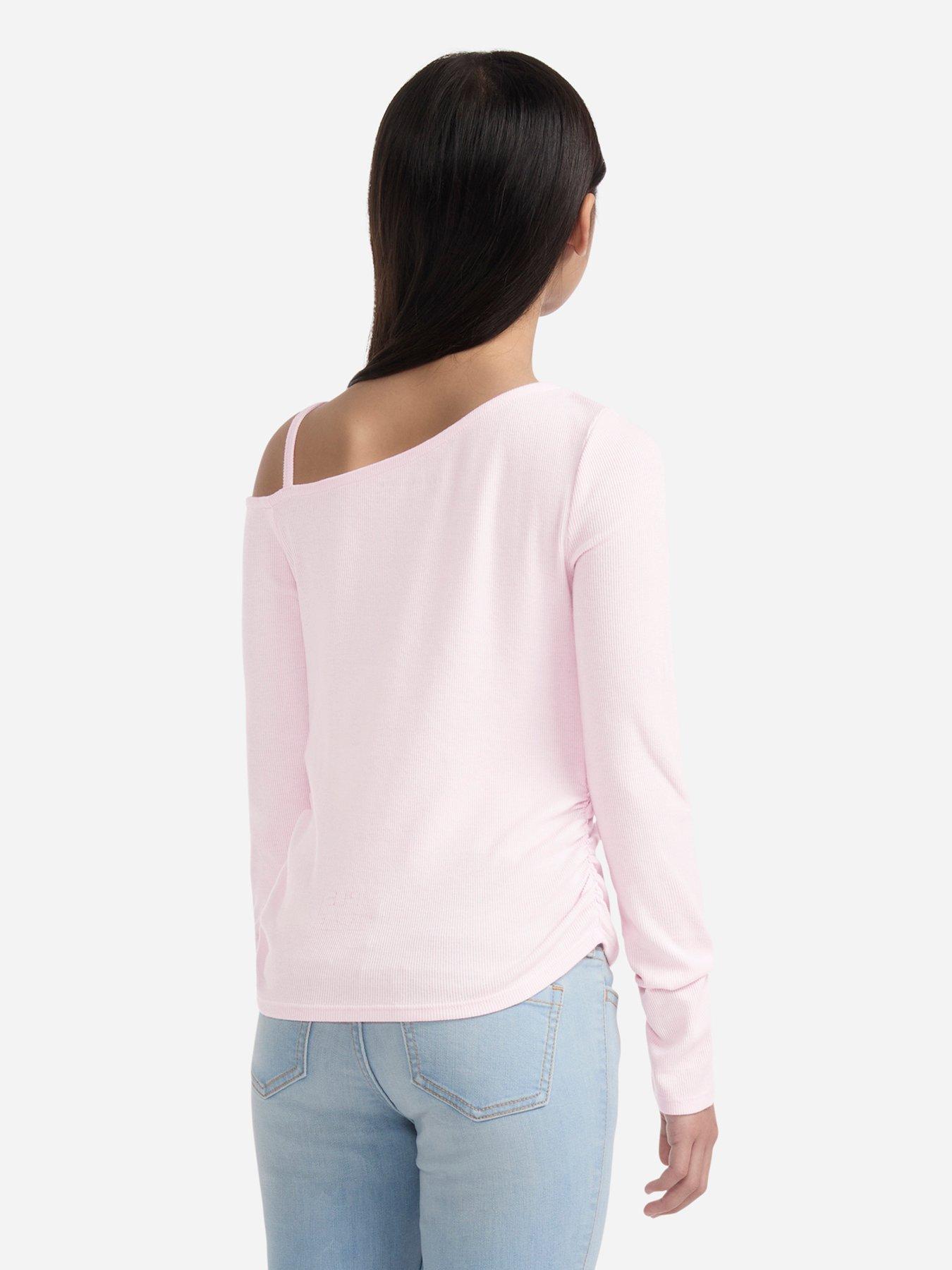 Image 2 of 6 of Abercrombie & Fitch Girls Asymmetrical Ruched Long Sleeve - Pink