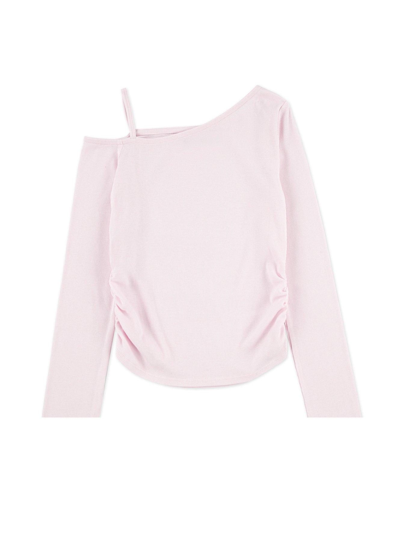 Image 5 of 6 of Abercrombie & Fitch Girls Asymmetrical Ruched Long Sleeve - Pink