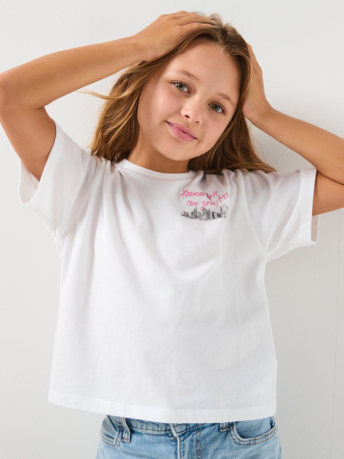 Abercrombie & Fitch Girls Nyc Streets Boxy Short Sleeve T-Shirt - White