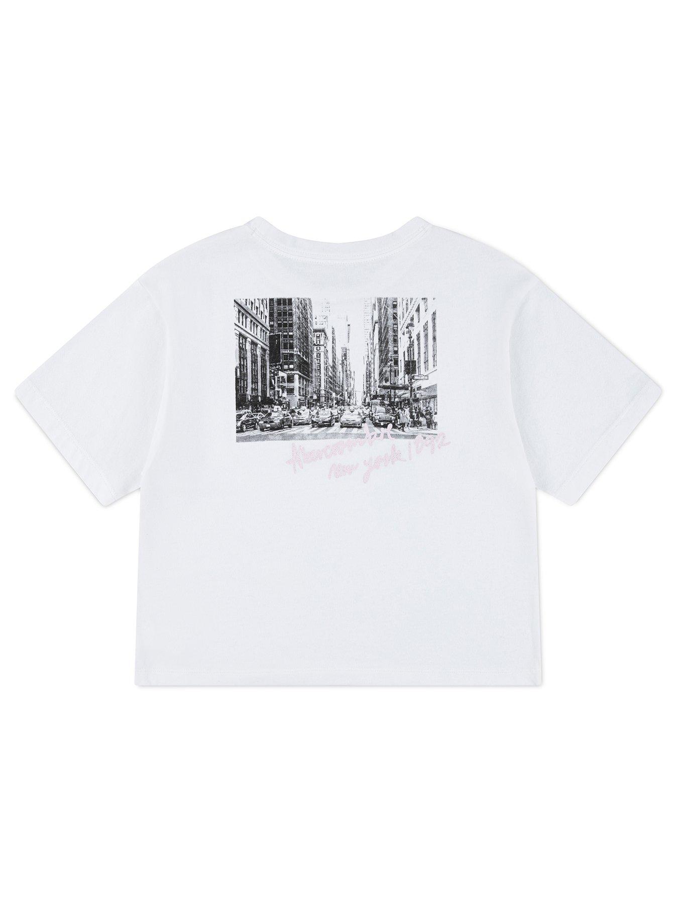 Image 2 of 3 of Abercrombie & Fitch Girls Nyc Streets Boxy Short Sleeve T-Shirt - White
