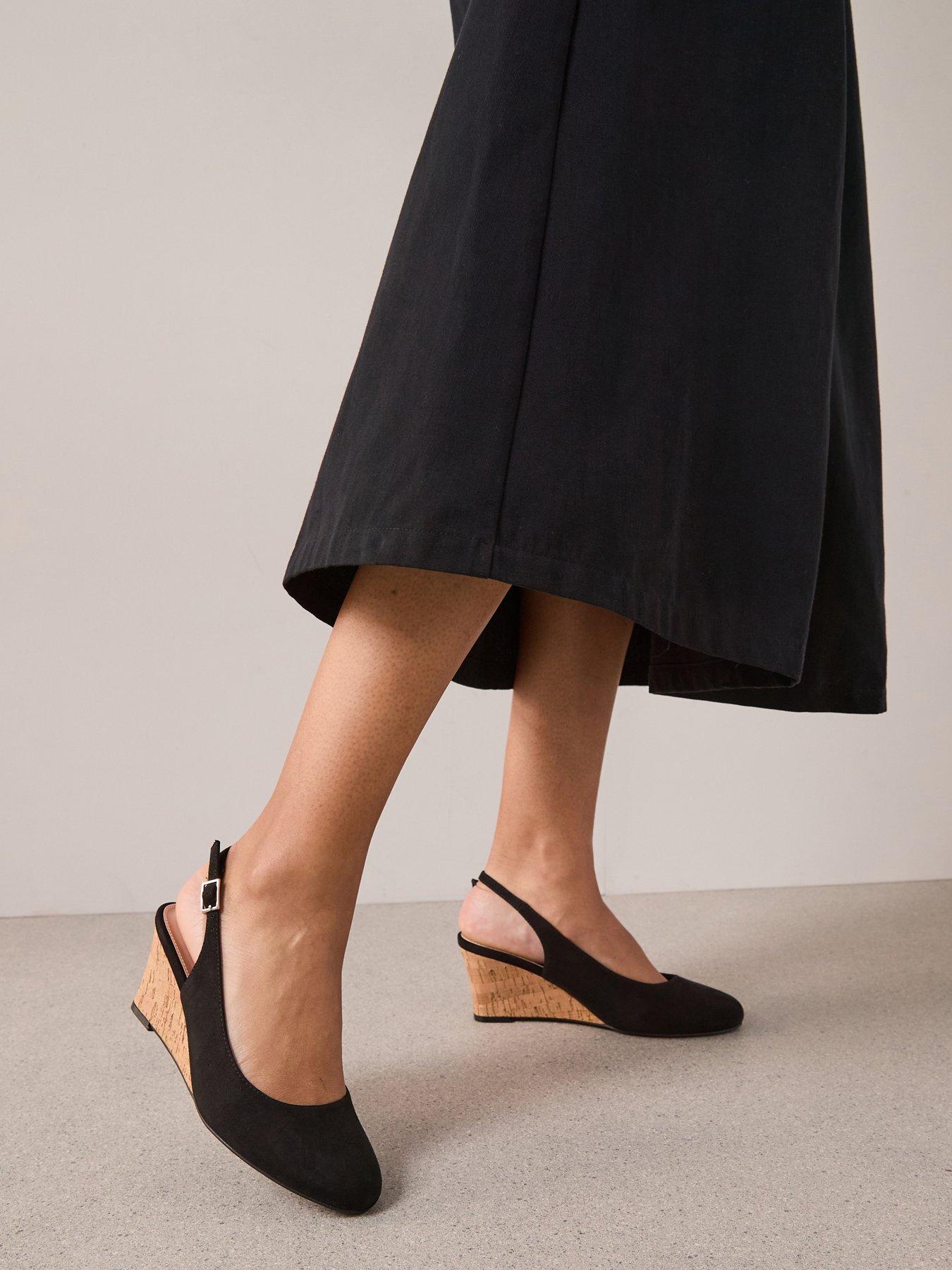Image 1 of 7 of The Very Collection Wedge Sling Back Shoe - Black