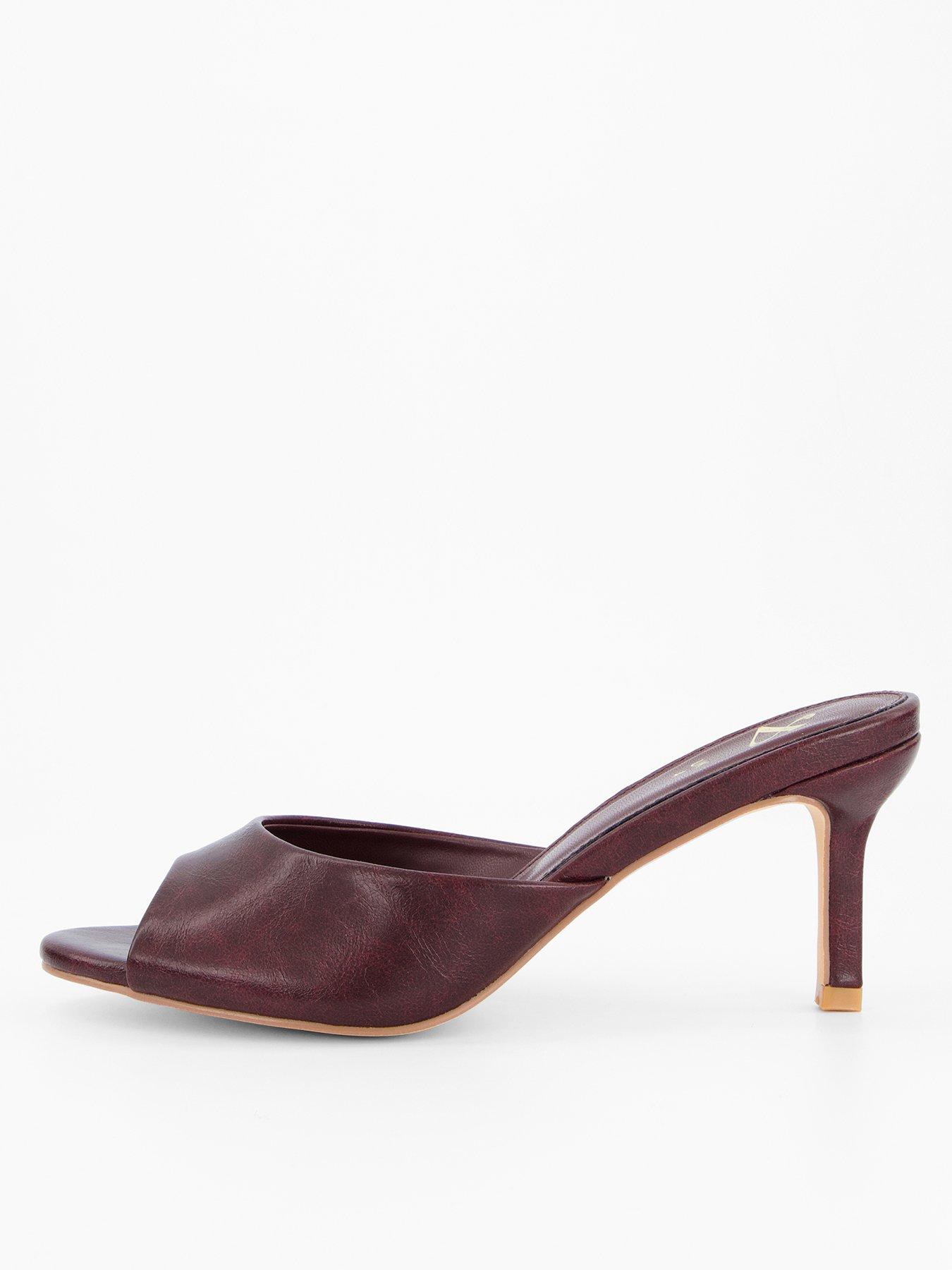 The Very Collection Heeled Mules - Burgundy
