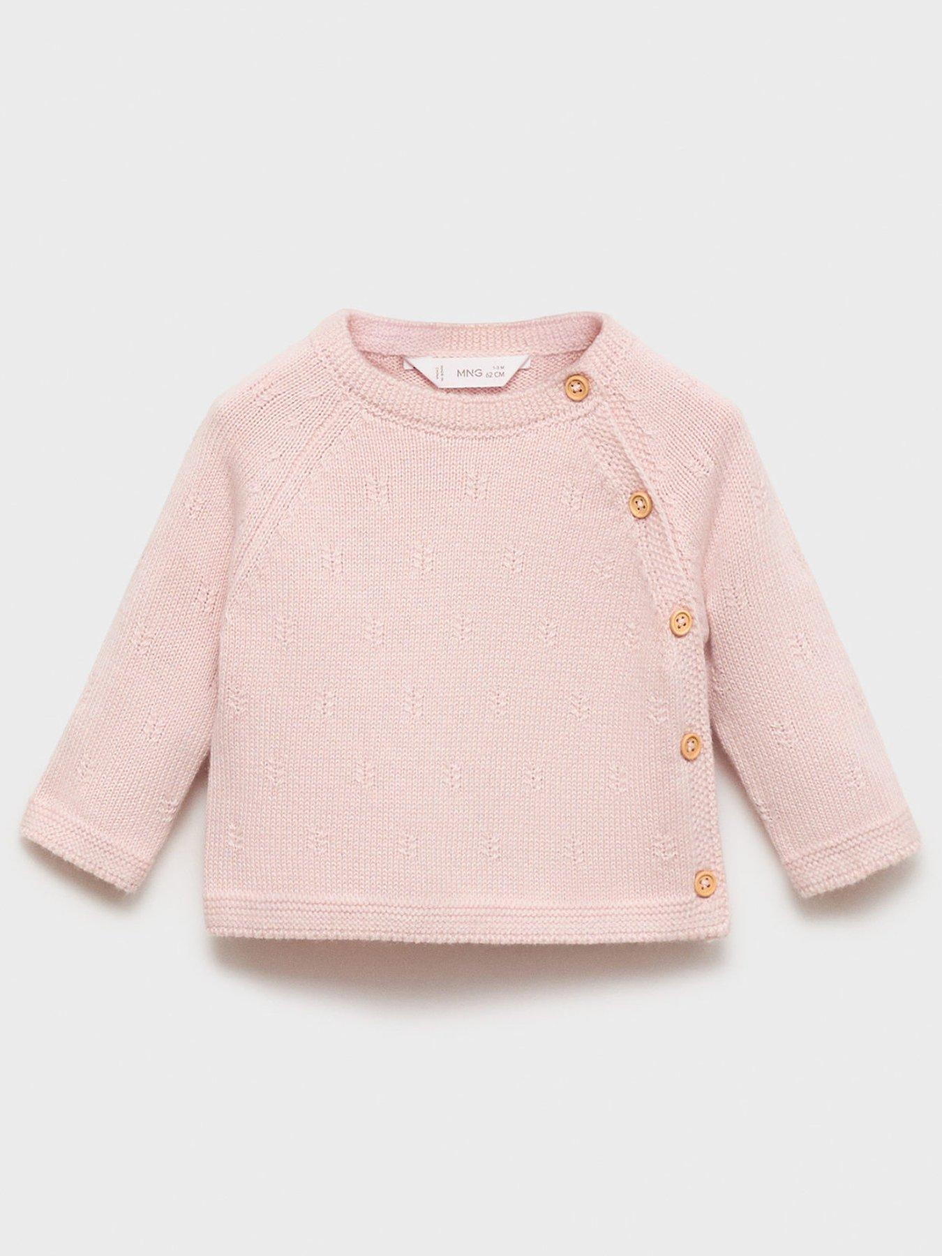 Image 1 of 4 of Mango Baby Girls Knitted Co-Ord Jumper - Light Pink