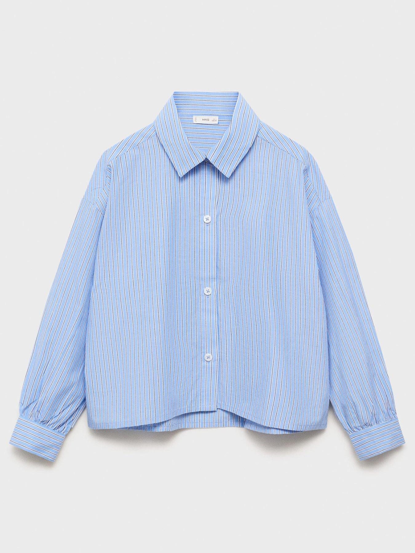 undefined Girls Alicia Striped Long Sleeve Co-Ord Shirt - Blue