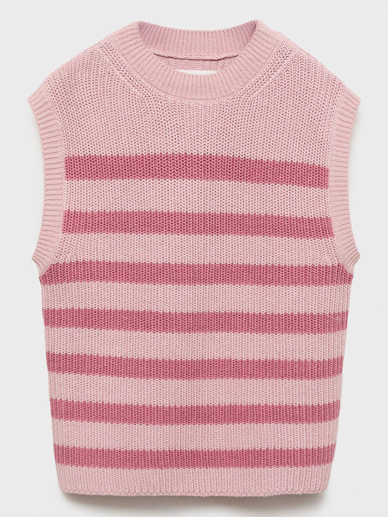 undefined Girls Striped Knitted Vest - Pink