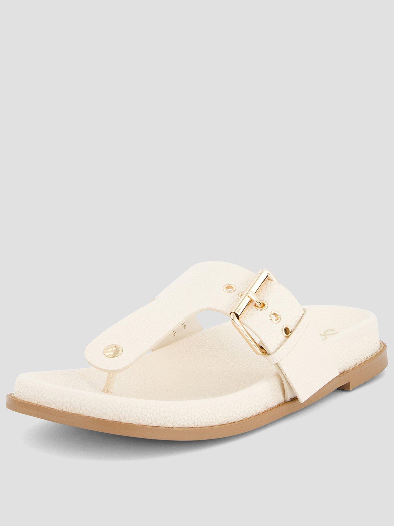 Image 1 of 5 of The Very Collection Toe Post Footbed Sandal - Cream
