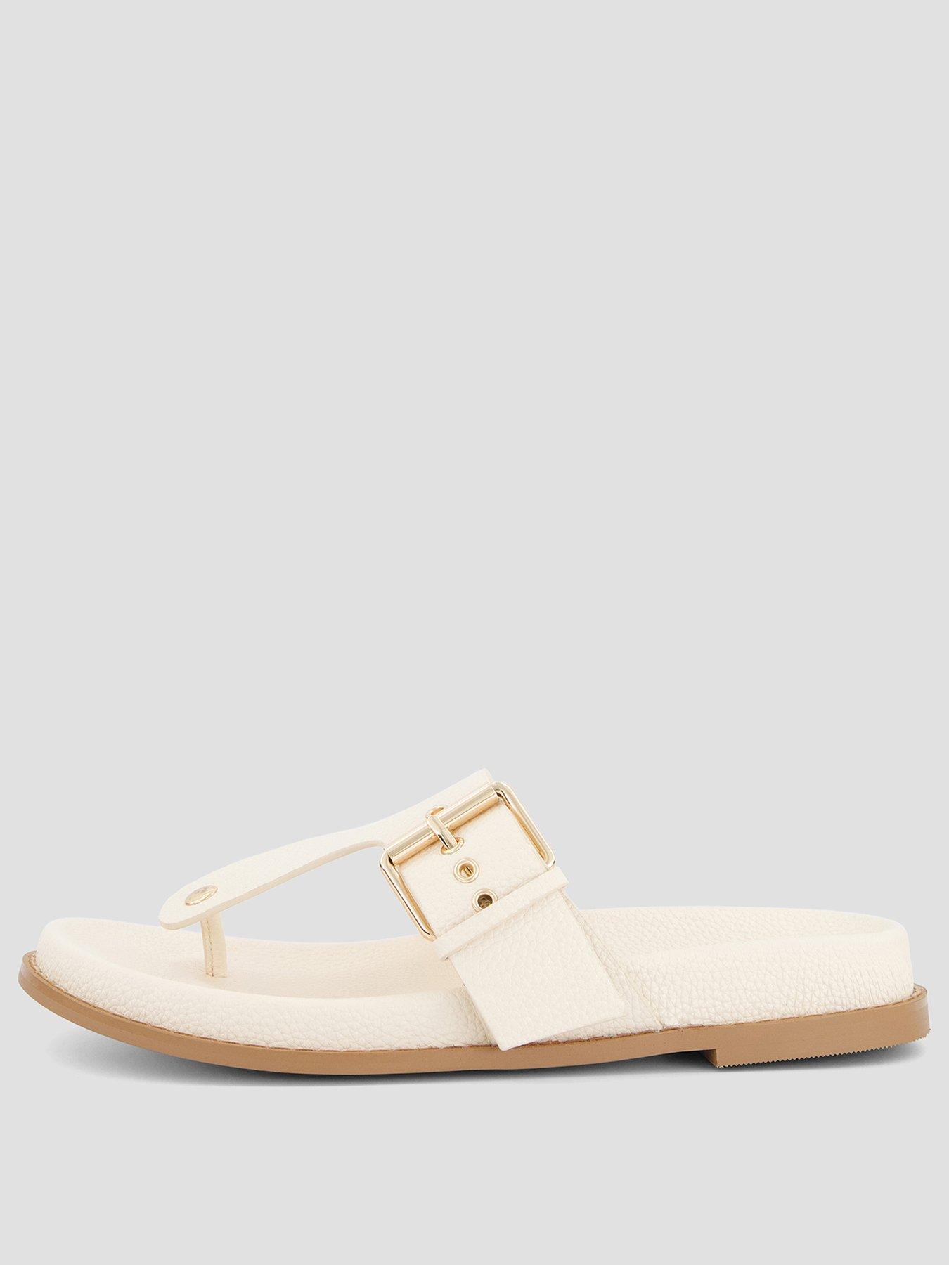 Image 2 of 5 of The Very Collection Toe Post Footbed Sandal - Cream