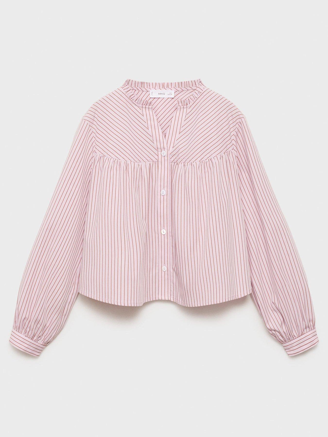 mango-girls-long-sleeve-collarless-stripe-shirt-pink