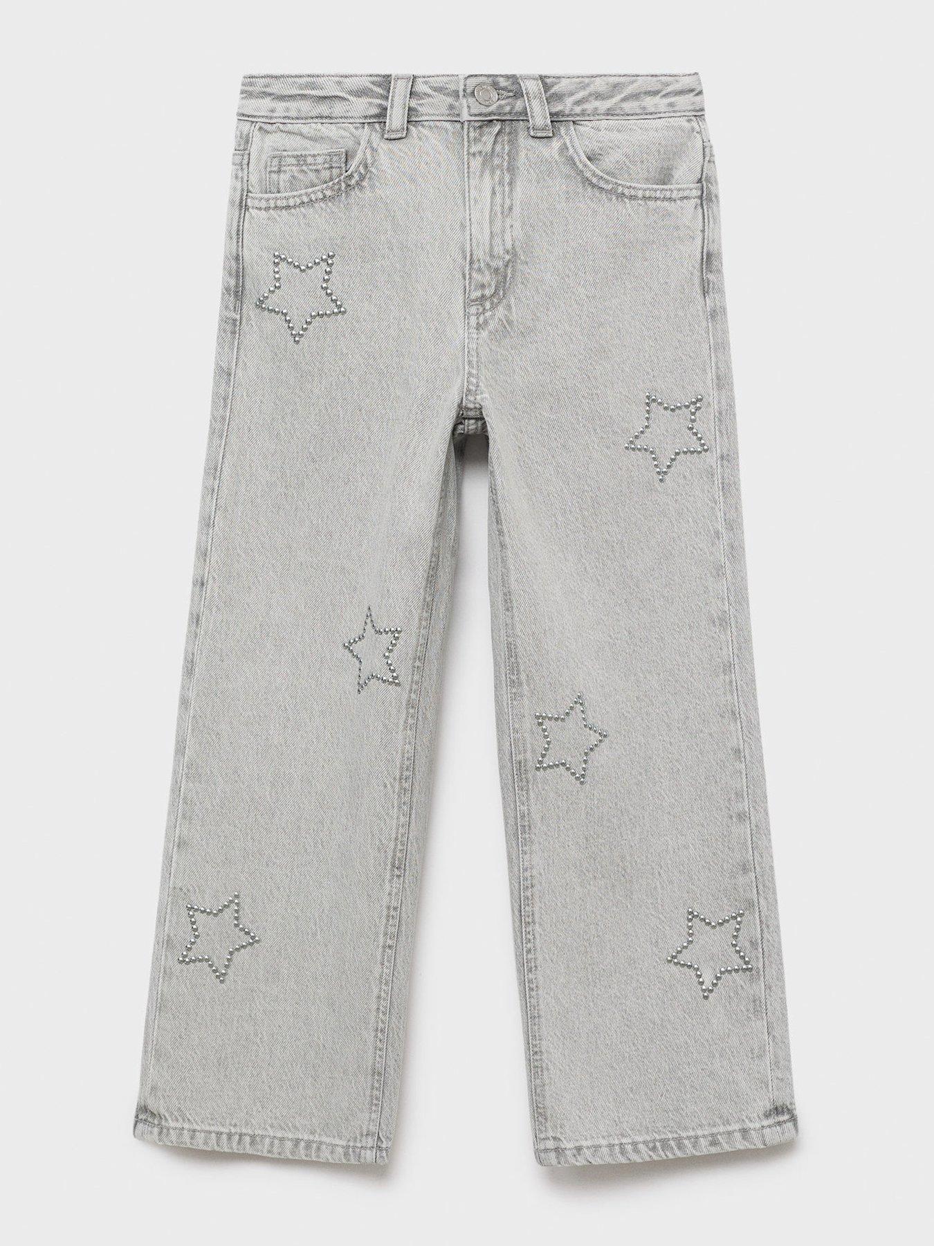 Mango Girls Rhinestone Star Jeans - Grey