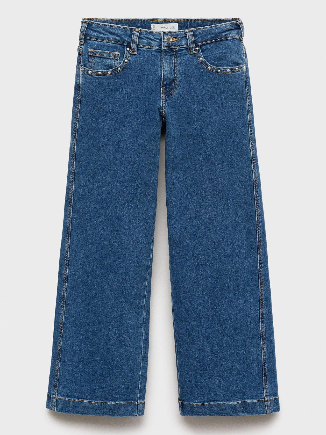 Image 1 of 4 of Mango Girls Wide Leg Low Rise Jeans - Blue
