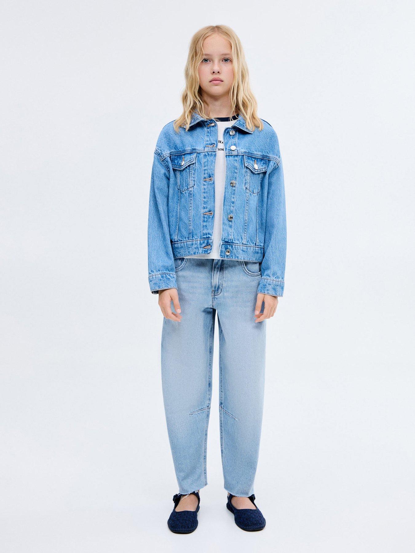 undefined Girls Raw Hem Jeans - Light Blue