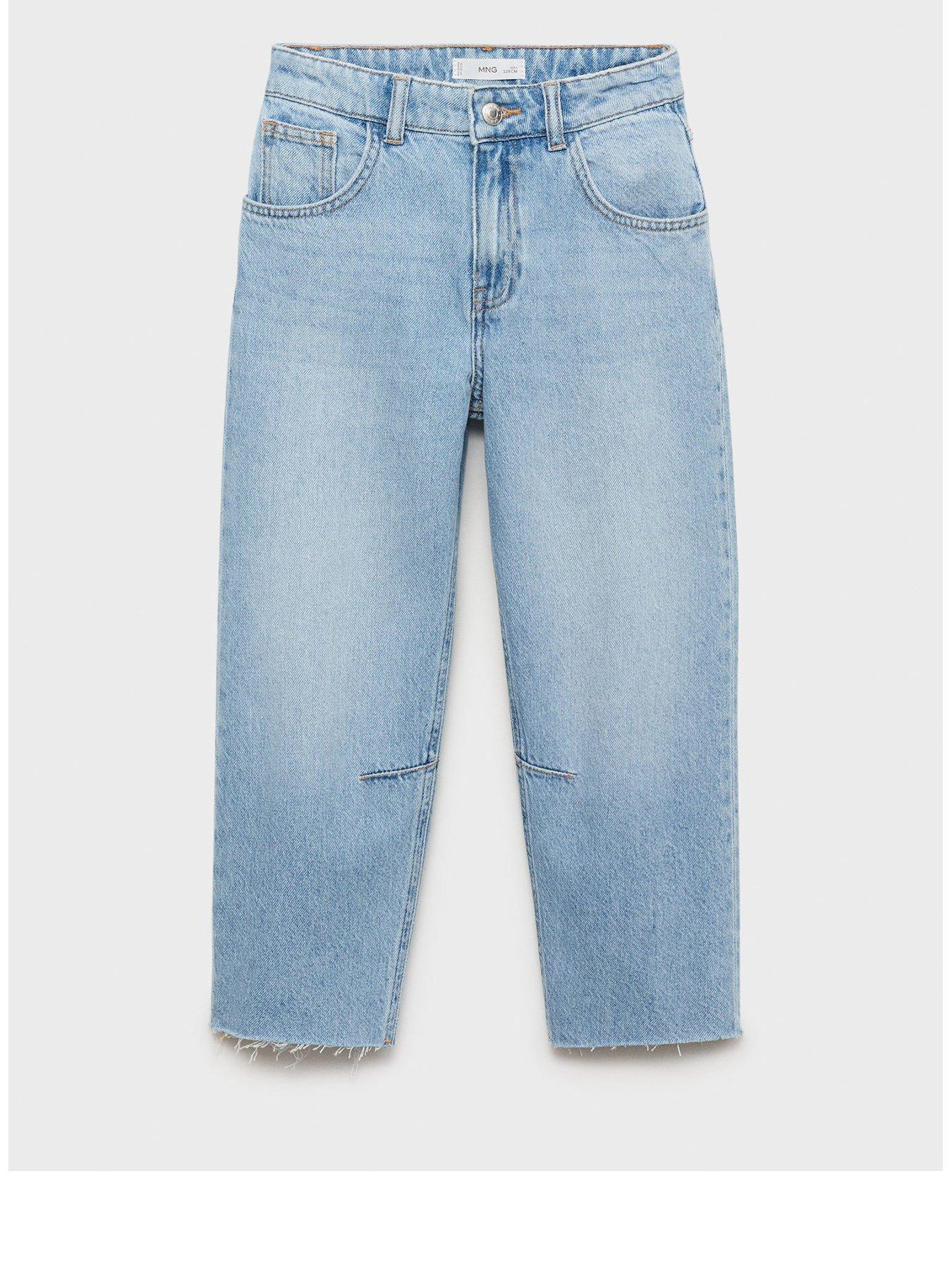 Image 2 of 5 of Mango Girls Raw Hem Jeans - Light Blue