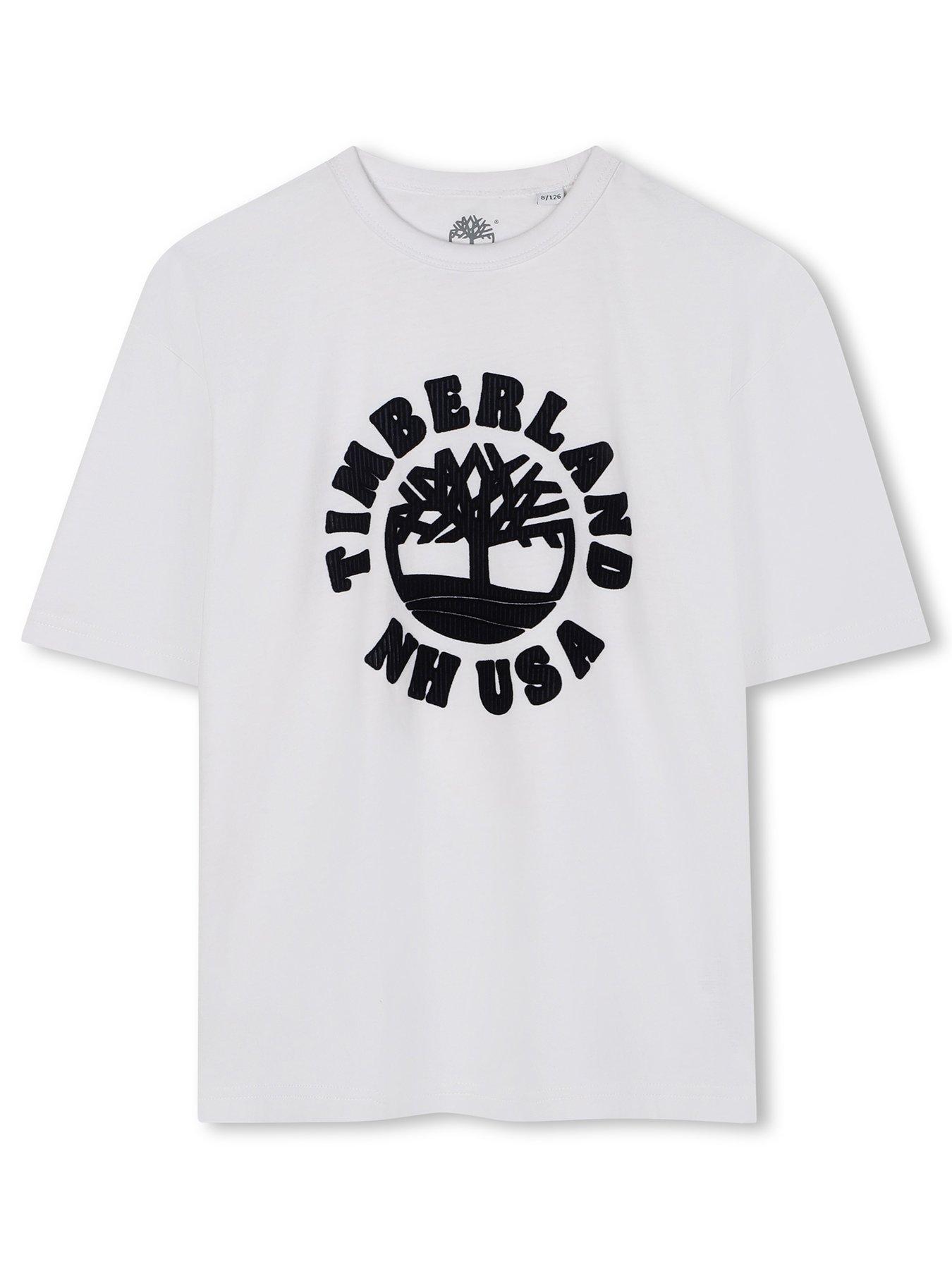 front image of timberland-boys-flocked-print-short-sleeve-t-shirt-white