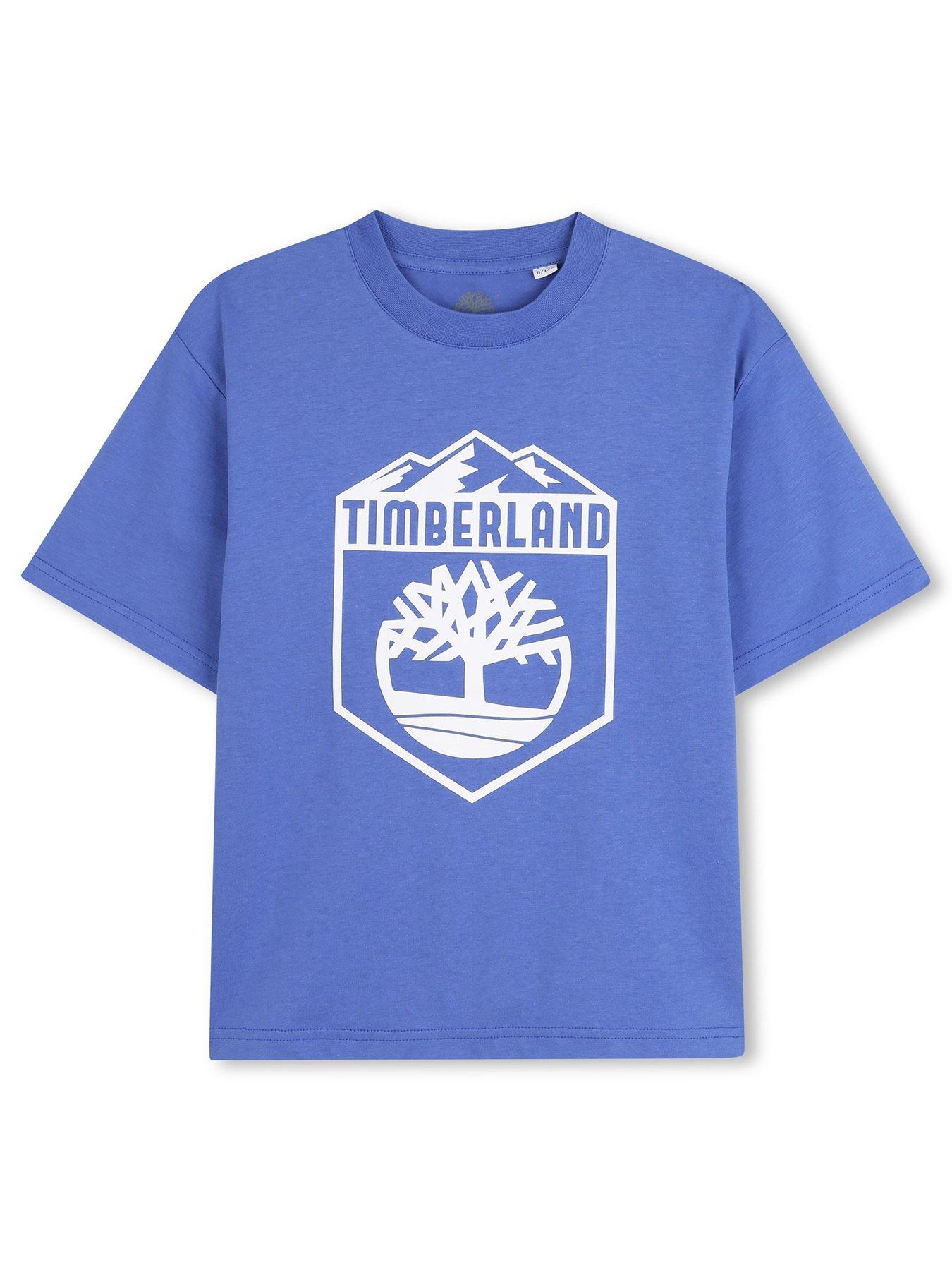 Timberland Boys Logo Print Short Sleeve T-Shirt - Blue