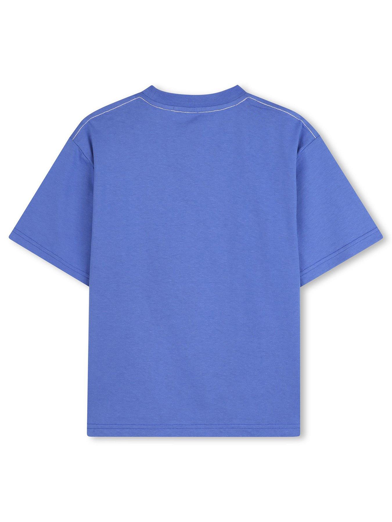 back image of timberland-boys-logo-print-short-sleeve-t-shirt-blue