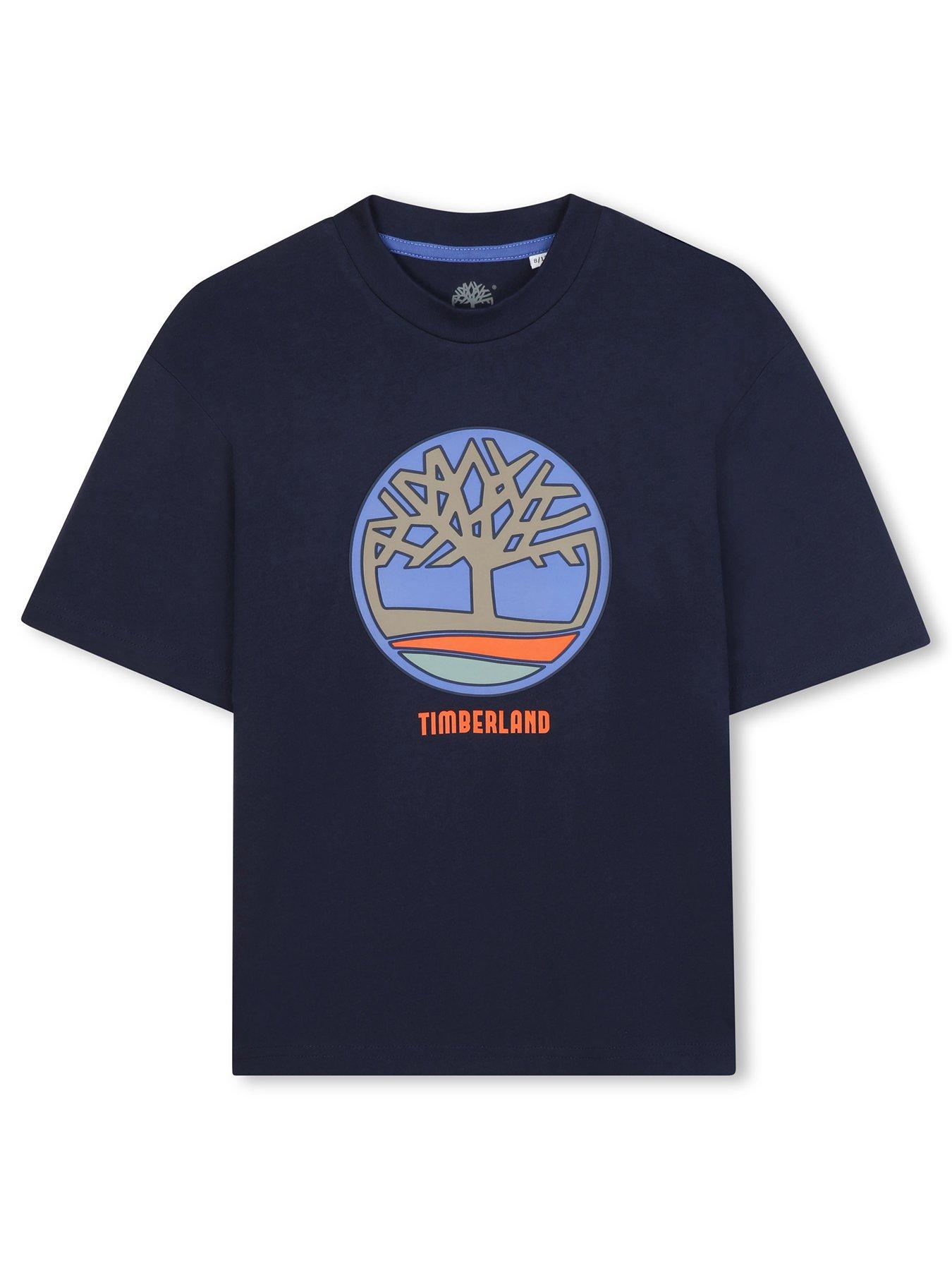 Timberland Boys Illustrated Print Short Sleeve T-Shirt - Navy