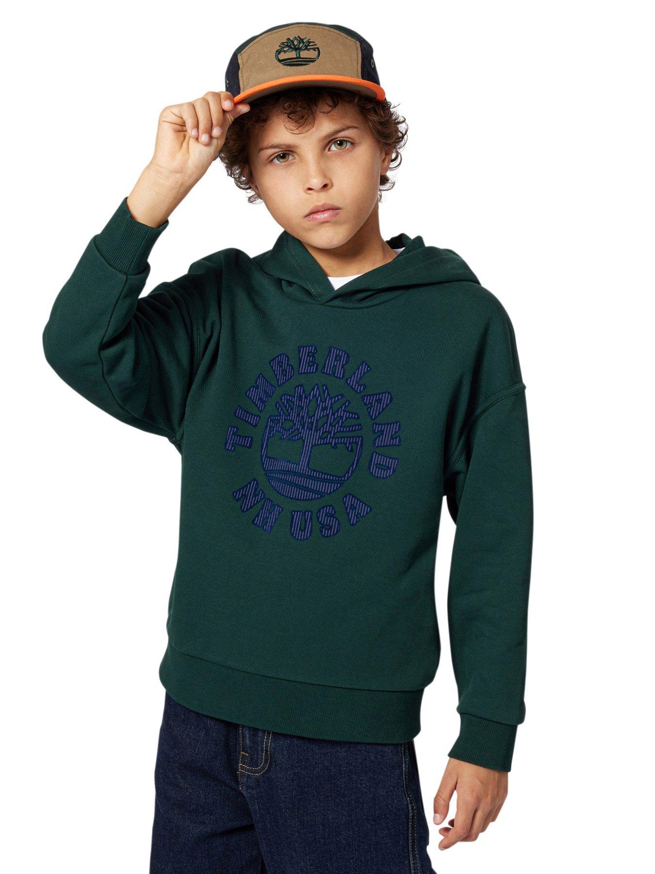Timberland Boys Flocked Print Hoodie - Dark Green