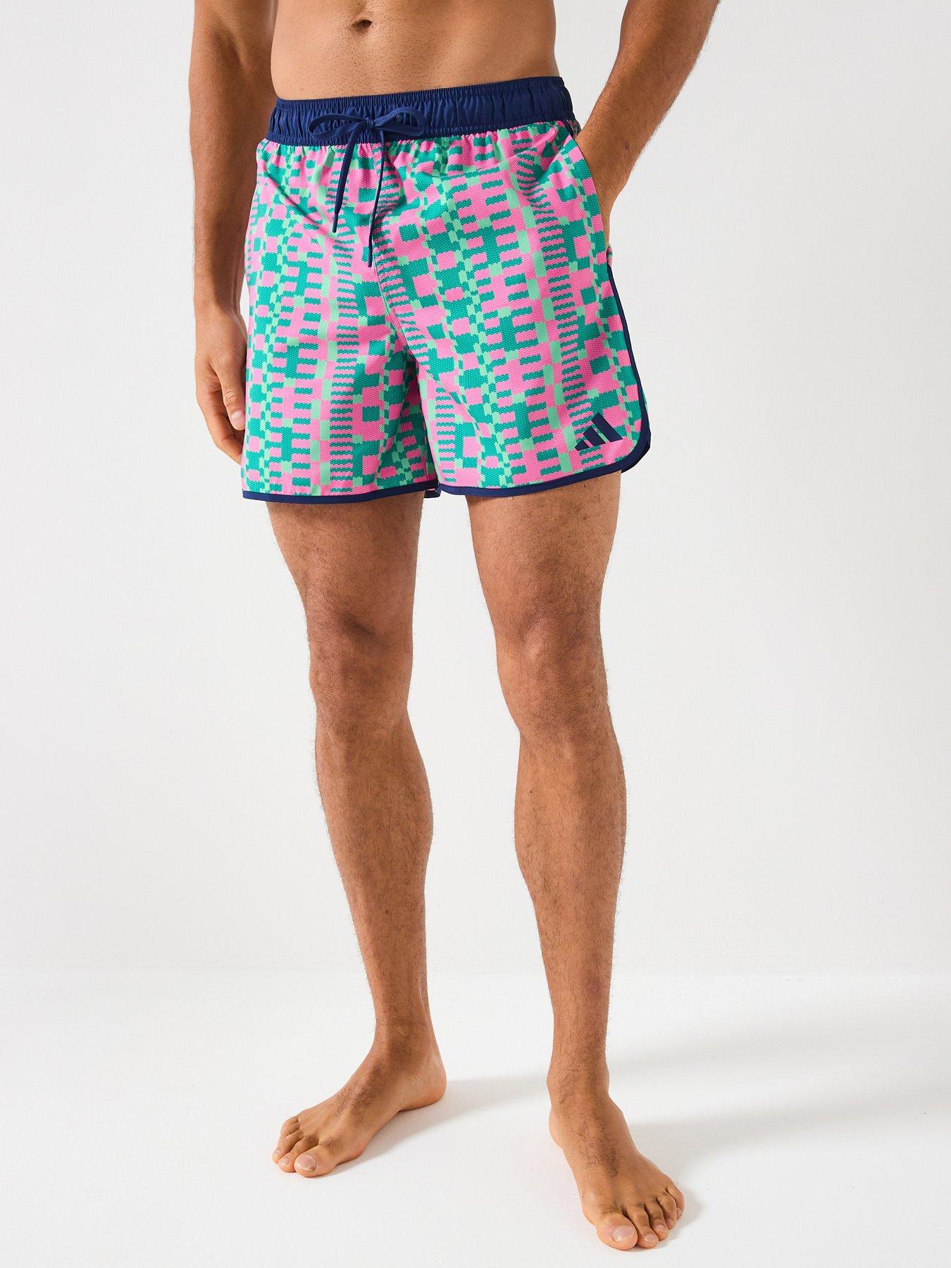 adidas Mens Tom Daley Swim Shorts - Blue / Pink / Green