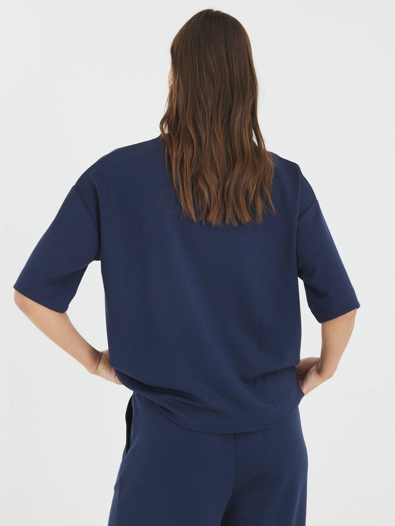 Image 2 of 4 of River Island Short Sleeve Premium Boxy Clean Tee - Navy