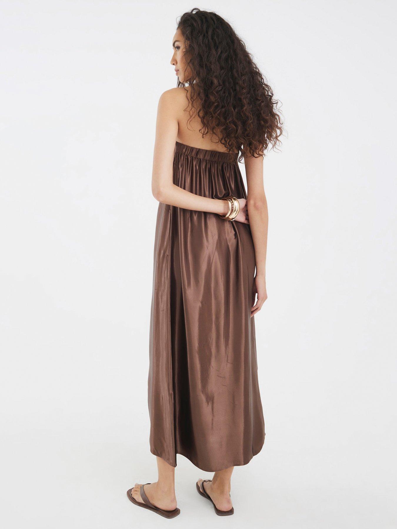 Image 2 of 4 of River Island Bandeau Dress - Brown