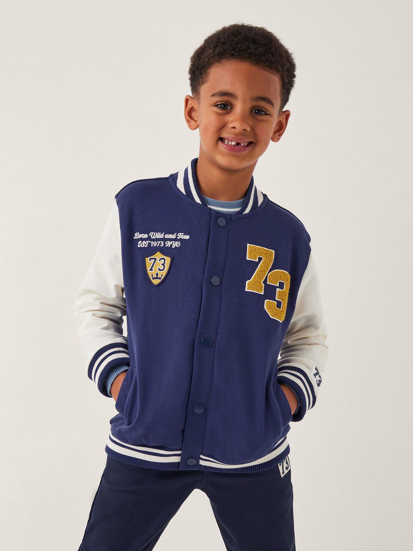 undefined Boys 73 Logo Jersey Bomber Jacket - Blue