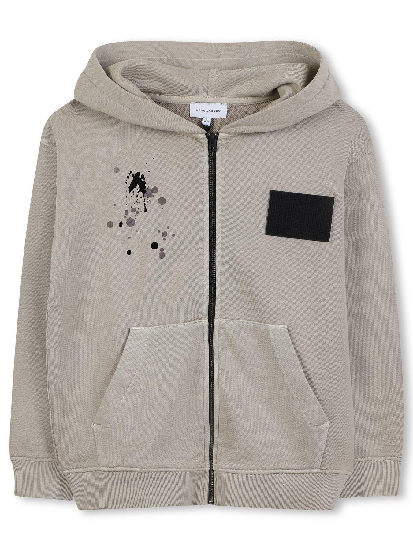 front image of marc-jacobs-boys-zip-through-hoodie-beige