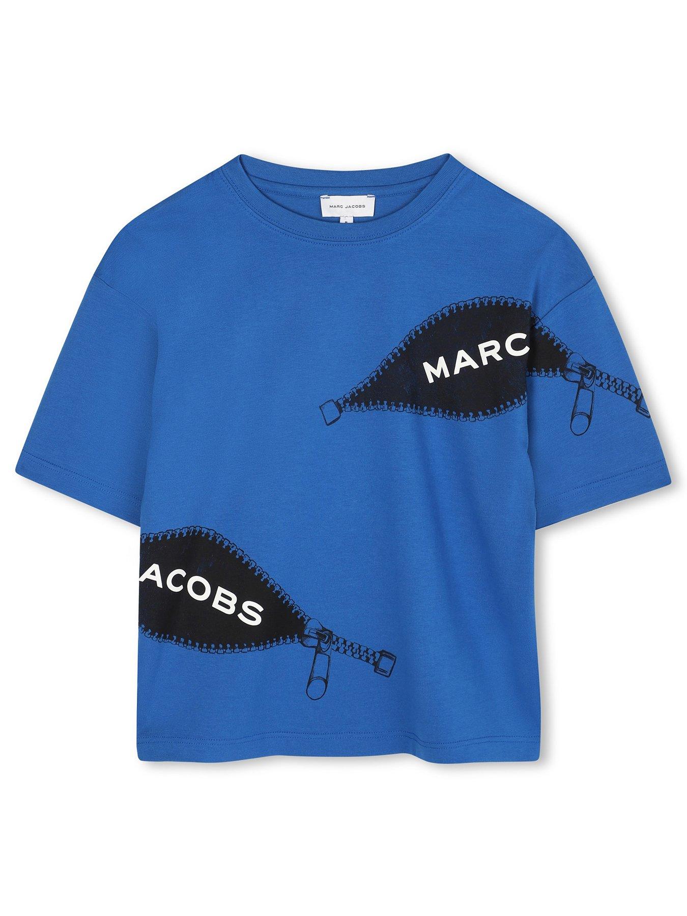 MARC JACOBS Boys Zip Logo Print Short Sleeve T-Shirt - Blue