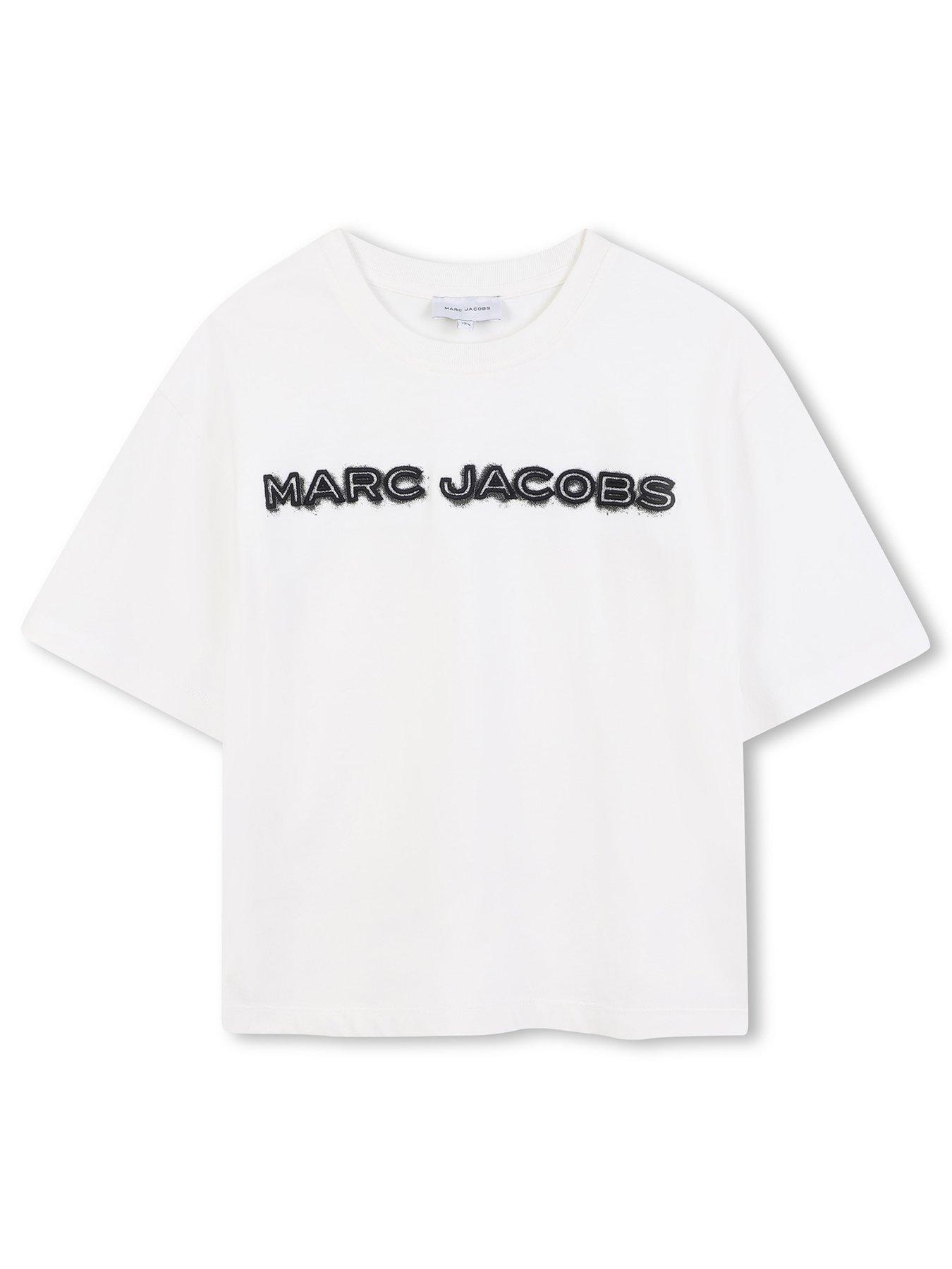 front image of marc-jacobs-boys-logo-short-sleeve-t-shirt-light-cream