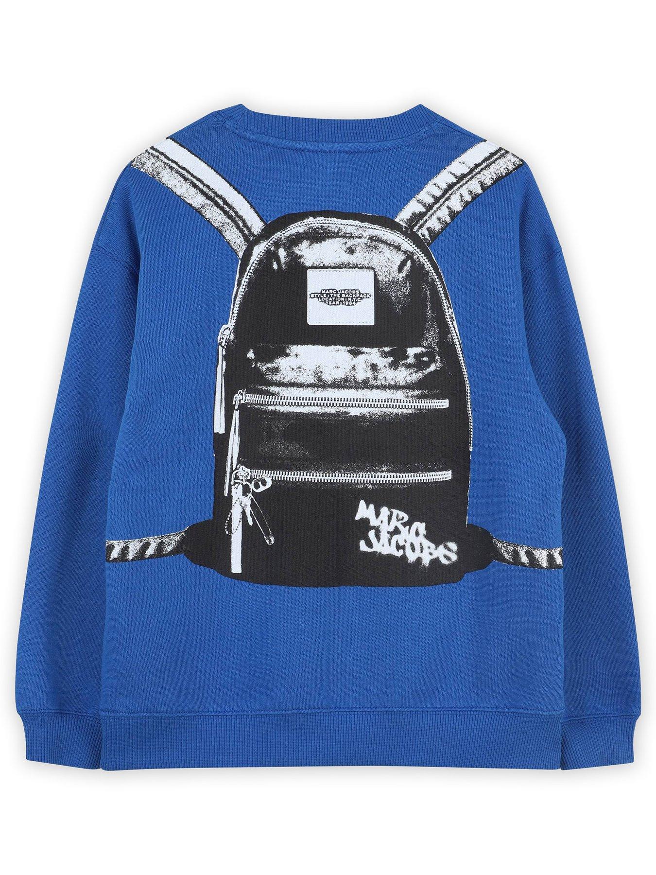  image of marc-jacobs-boys-backpack-print-sweatshirt-blue