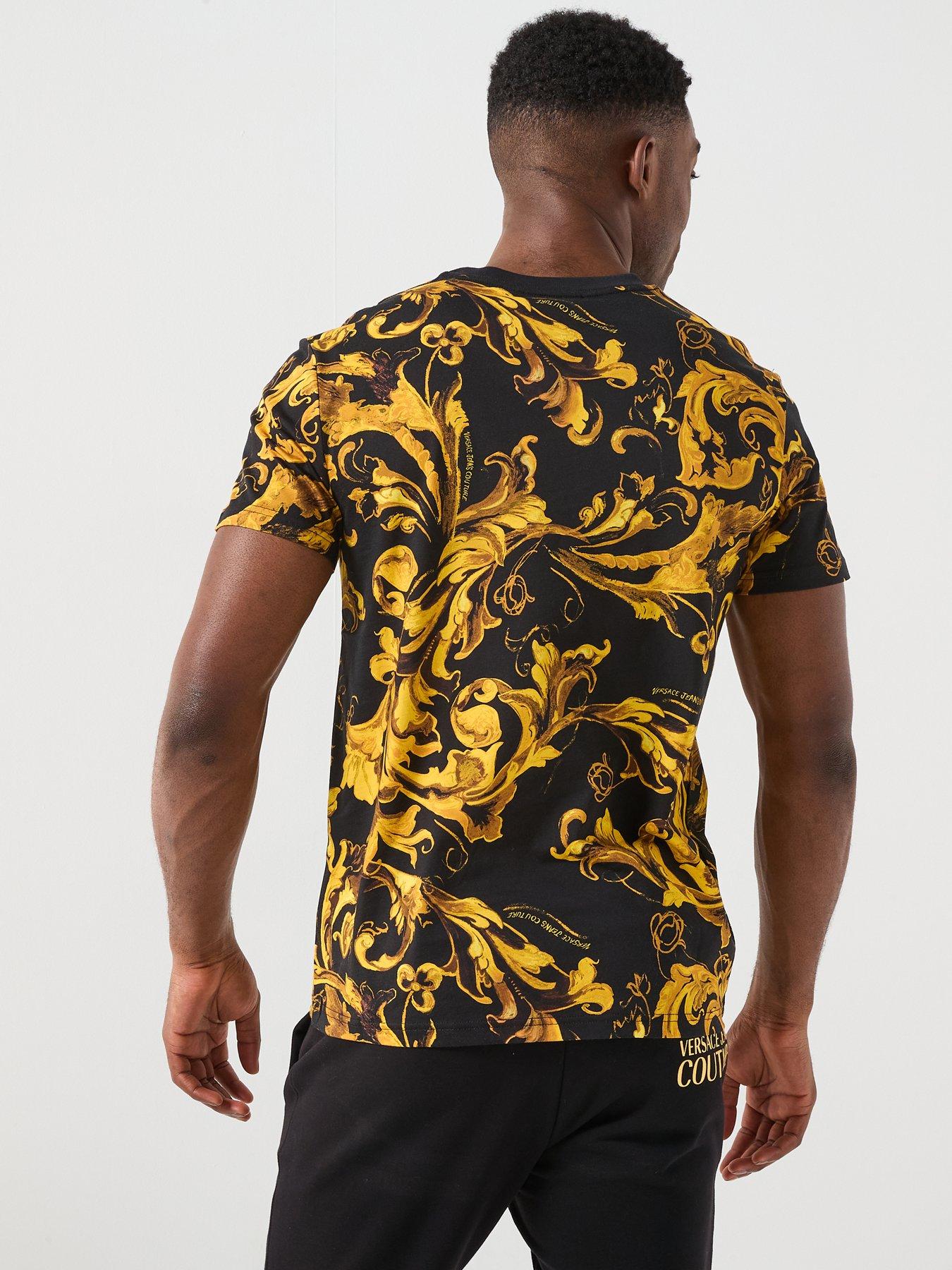 Image 2 of 6 of Versace Jeans Couture Barocco Outline Graphic T-Shirt - Black