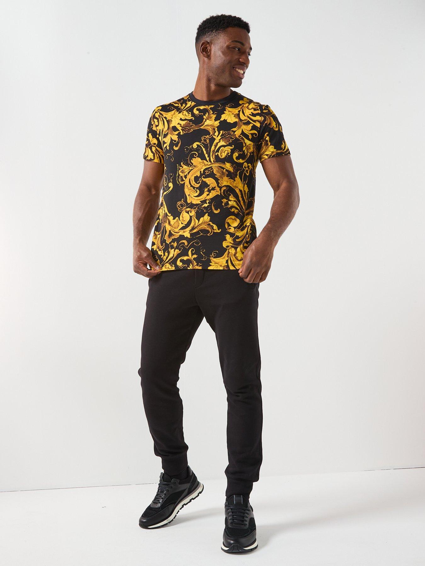 Image 3 of 6 of Versace Jeans Couture Barocco Outline Graphic T-Shirt - Black