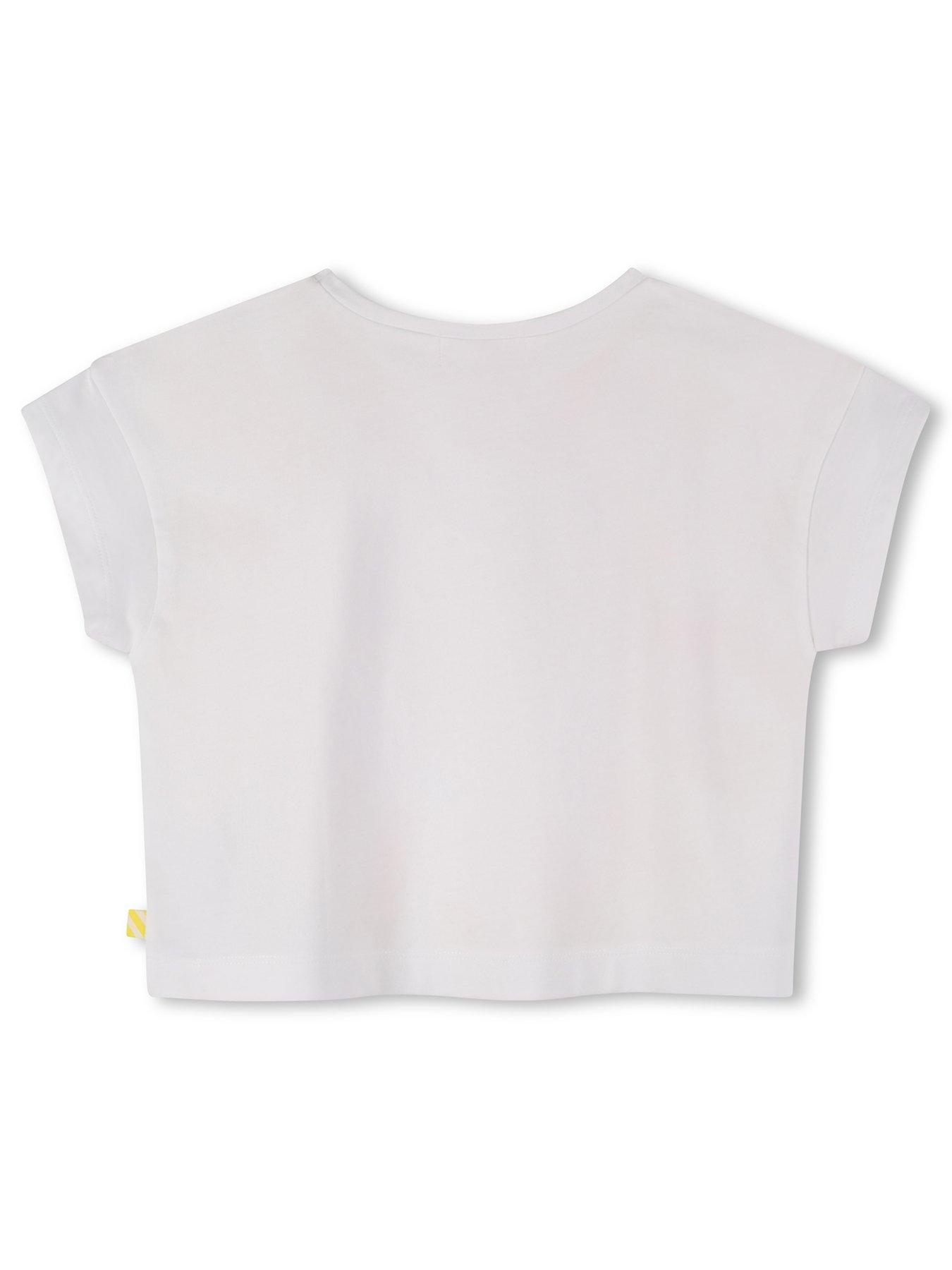 Image 2 of 3 of Billieblush Girls Sequin Heart Short Sleeve T-Shirt - White