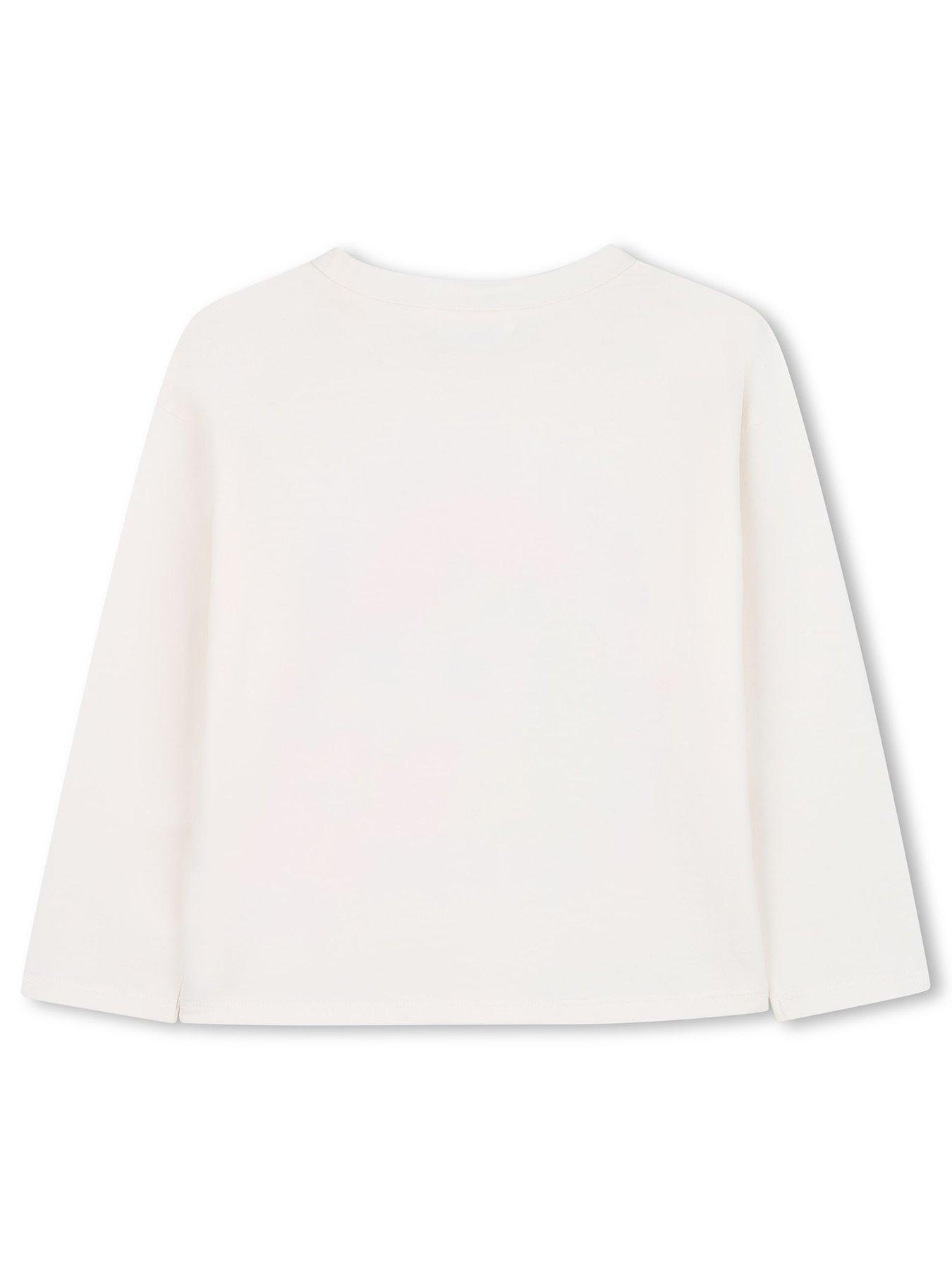  image of billieblush-girls-unicorn-long-sleeve-t-shirt-light-cream