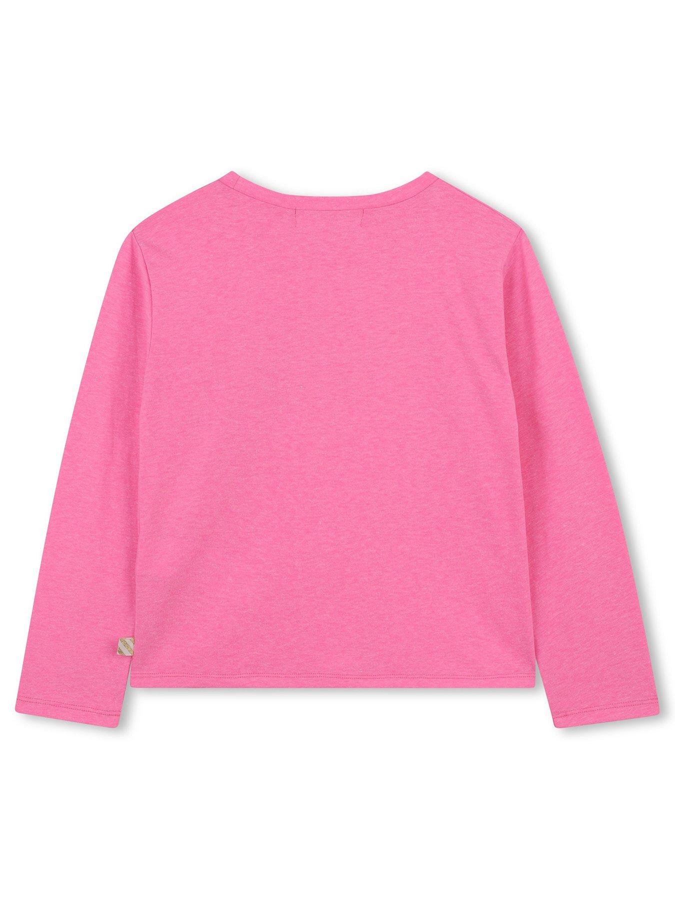  image of billieblush-girls-sequin-long-sleeve-t-shirt-pink