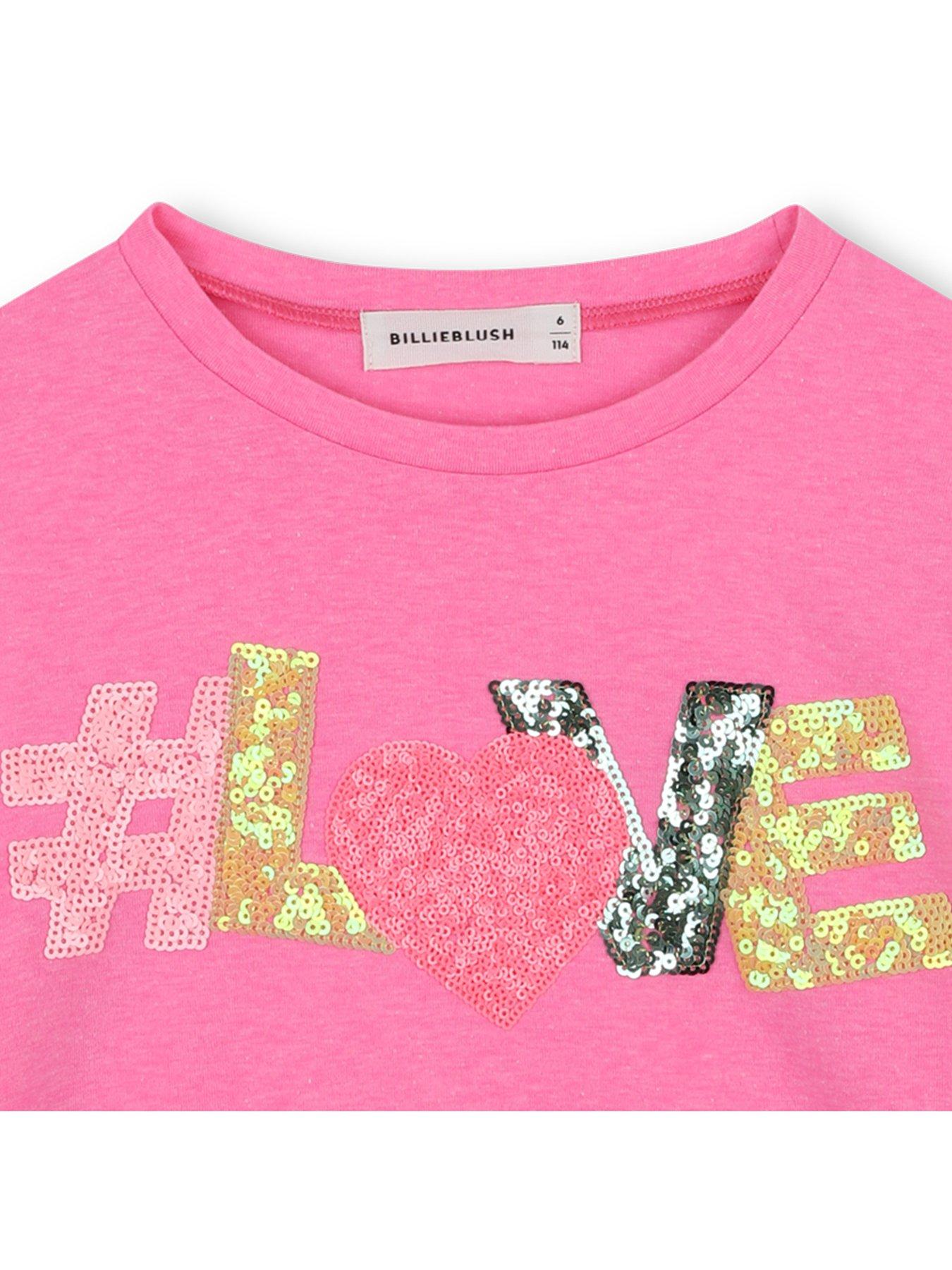  image of billieblush-girls-sequin-long-sleeve-t-shirt-pink