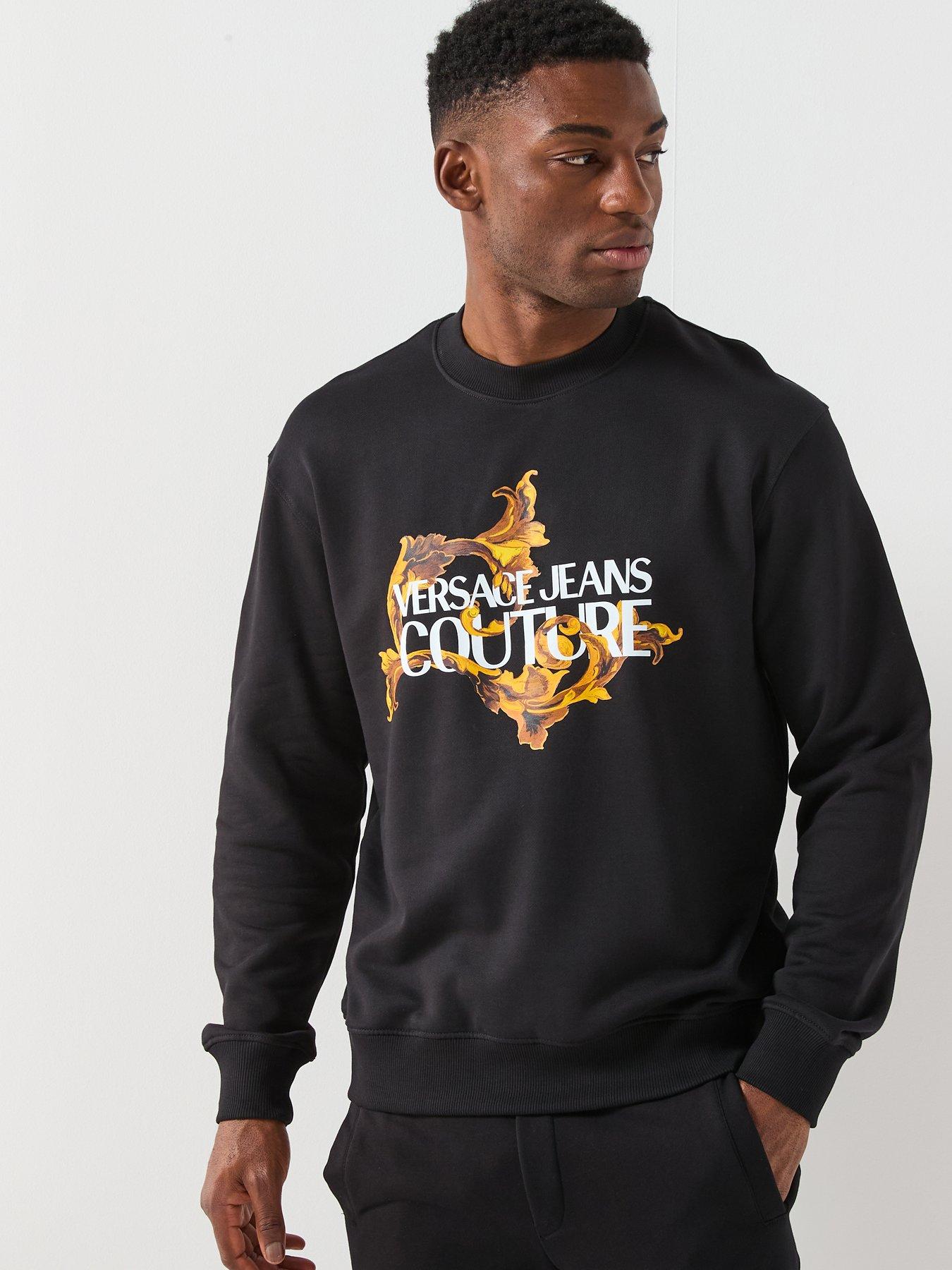 Versace Jeans Couture Barocco Institutional Logo Crew Sweatshirt - Black