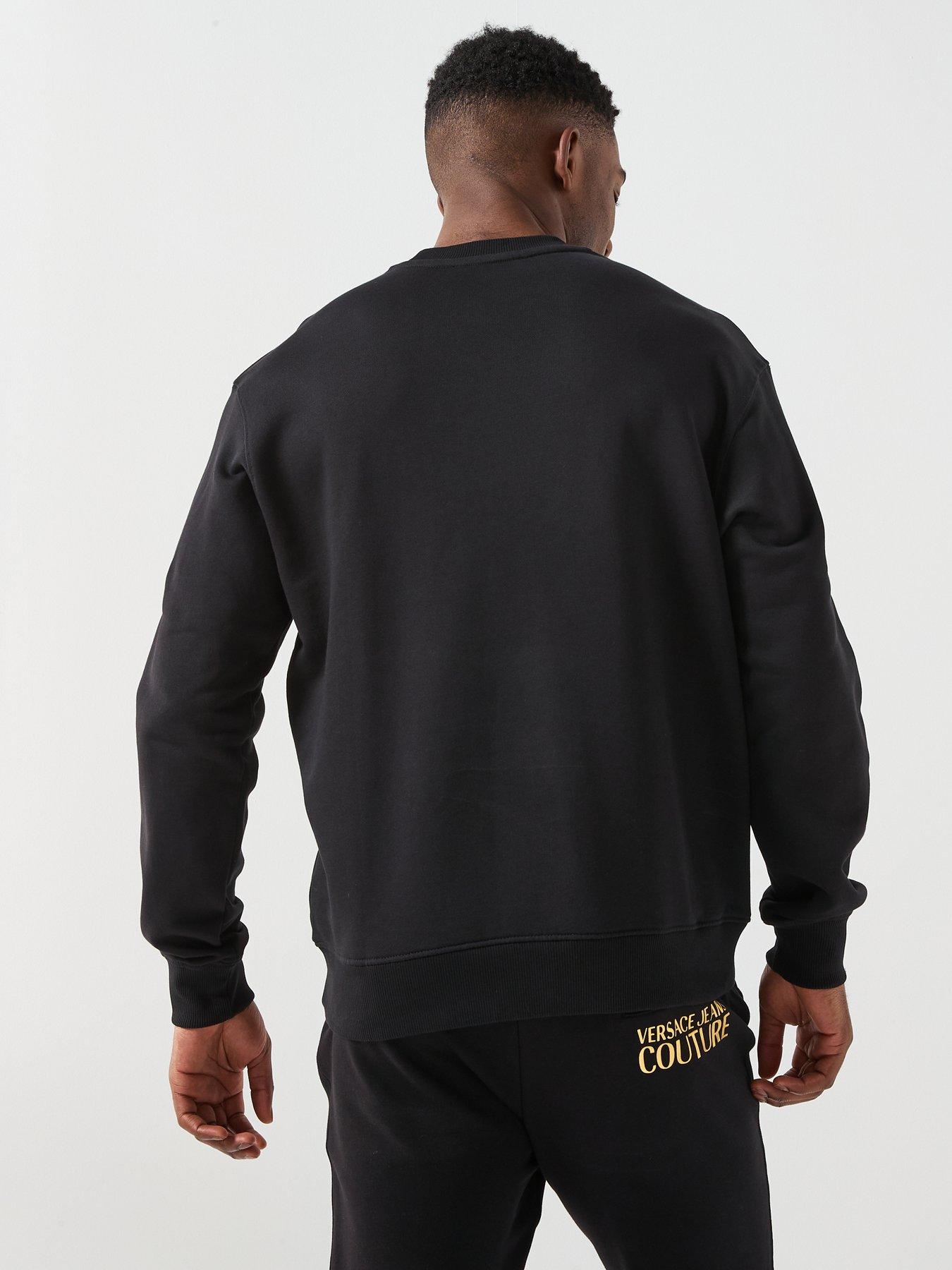 Image 2 of 6 of Versace Jeans Couture Barocco Institutional Logo Crew Sweatshirt - Black