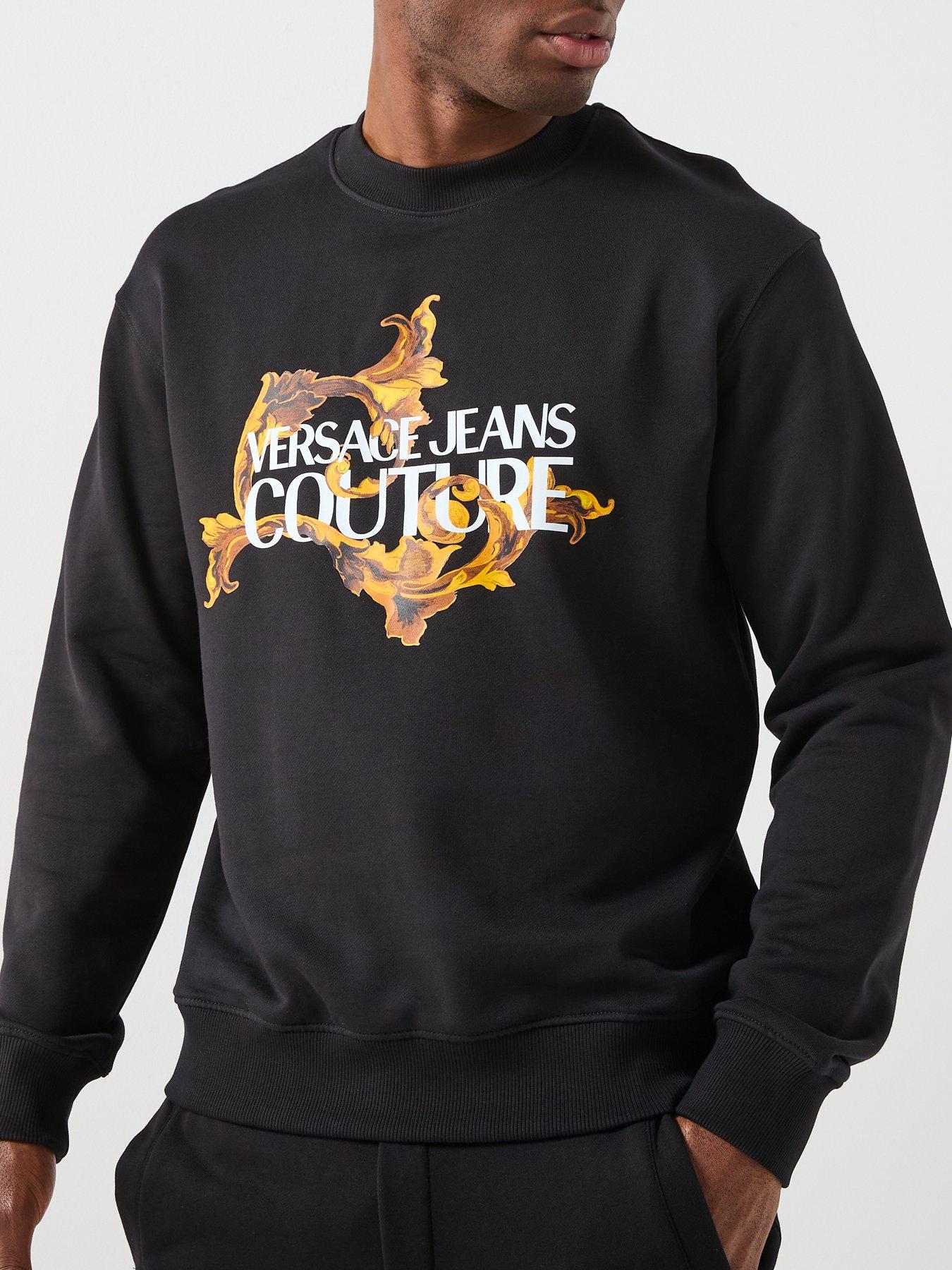 Image 5 of 6 of Versace Jeans Couture Barocco Institutional Logo Crew Sweatshirt - Black