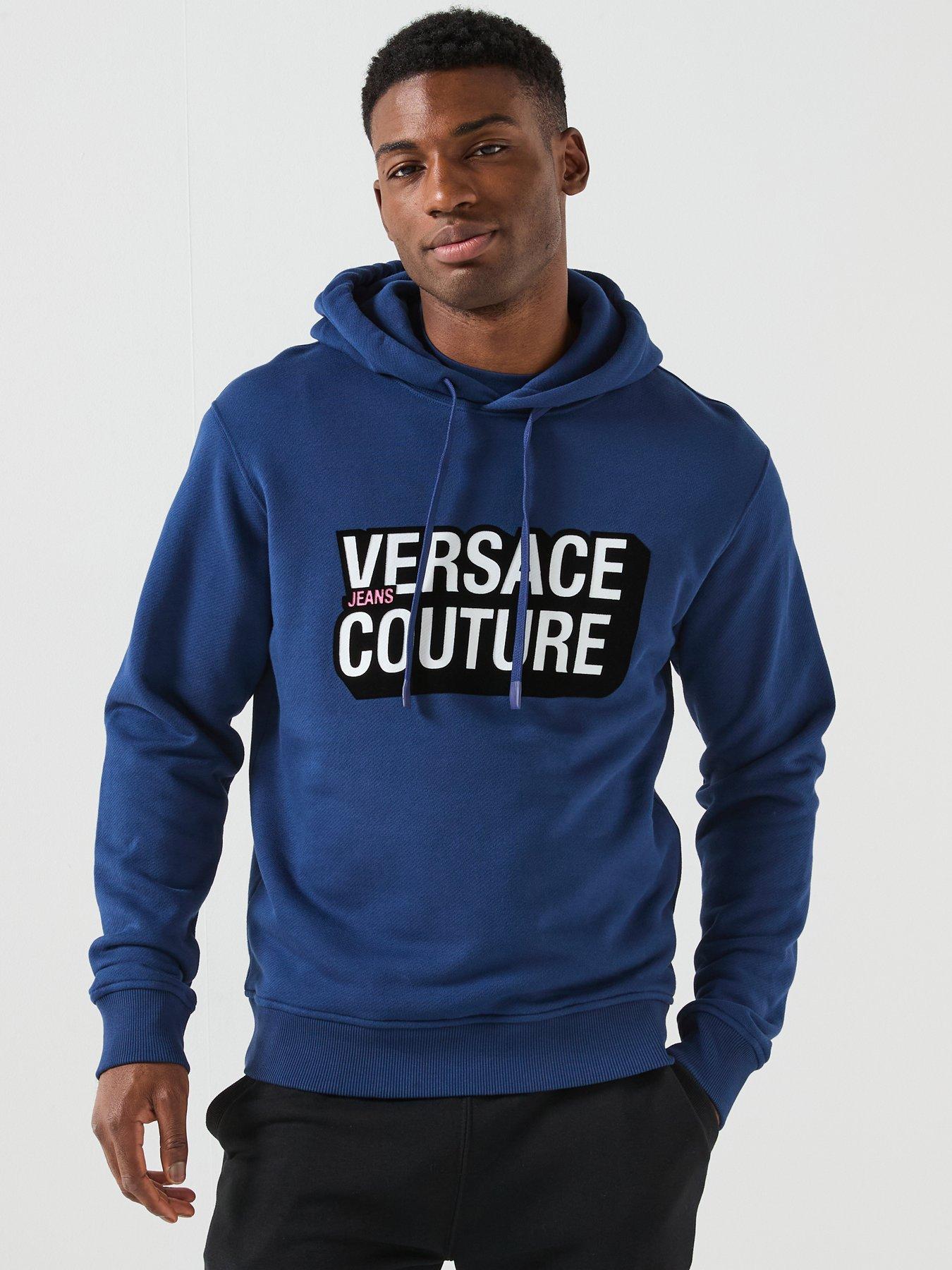 Versace Jeans Couture Square Logo Overhead Hoodie - Navy
