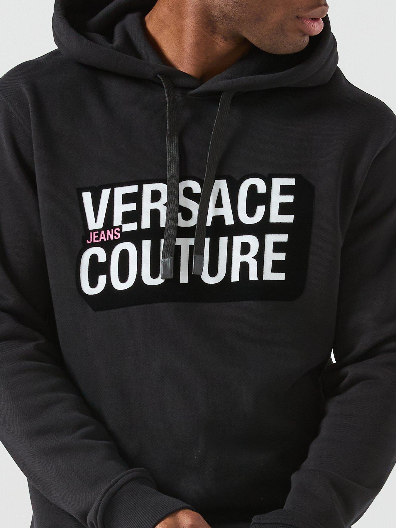 Image 4 of 6 of Versace Jeans Couture Square Logo Overhead Hoodie - Black