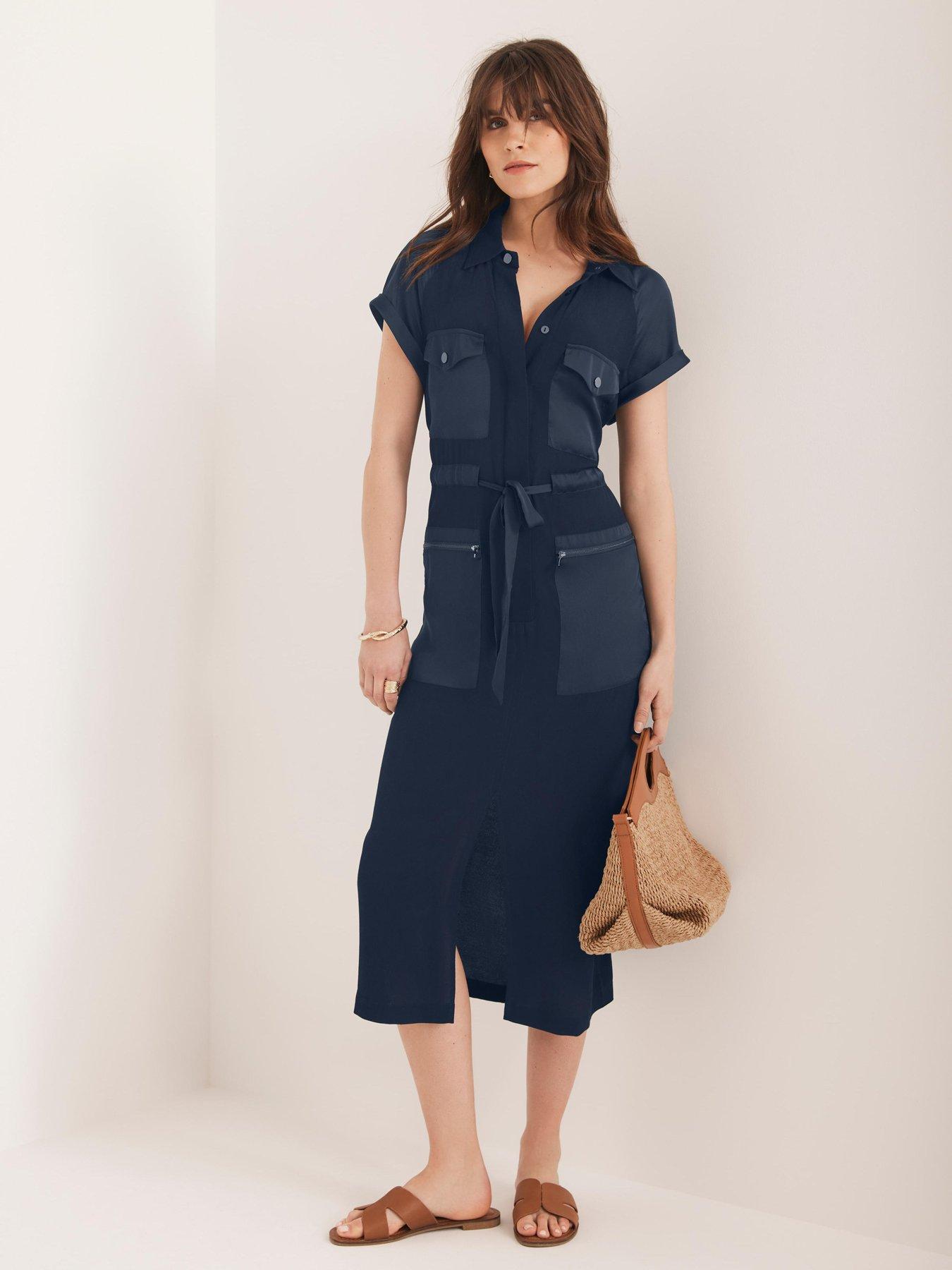 undefined Satin Mix Utility Midi Dress