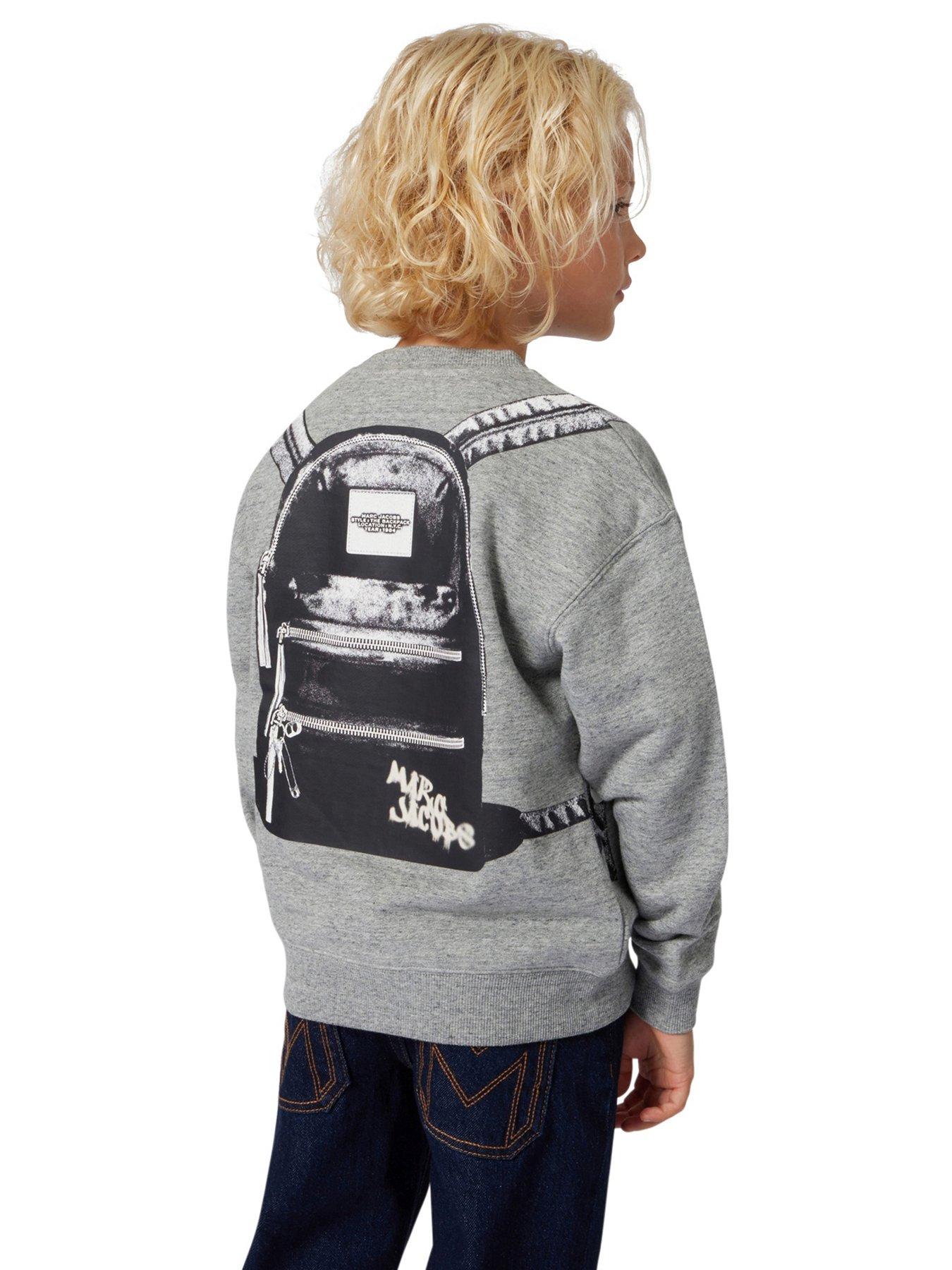  image of marc-jacobs-boys-backpack-print-sweatshirt-grey