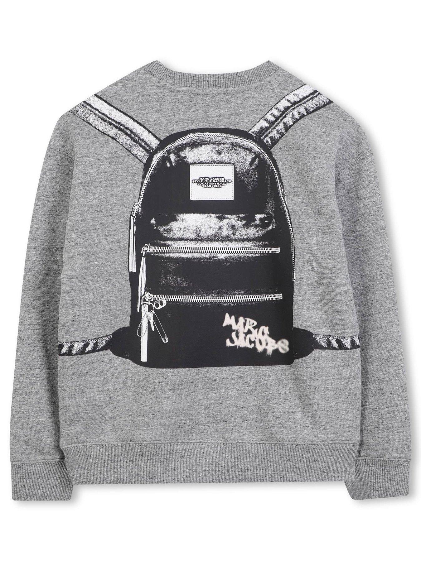  image of marc-jacobs-boys-backpack-print-sweatshirt-grey